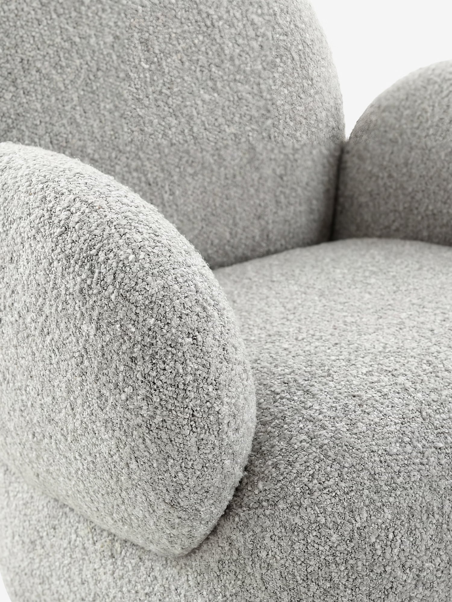 Messina compatta Poltrona lounge girevole FSC® 100% in tessuto bouclé grigio chiaro