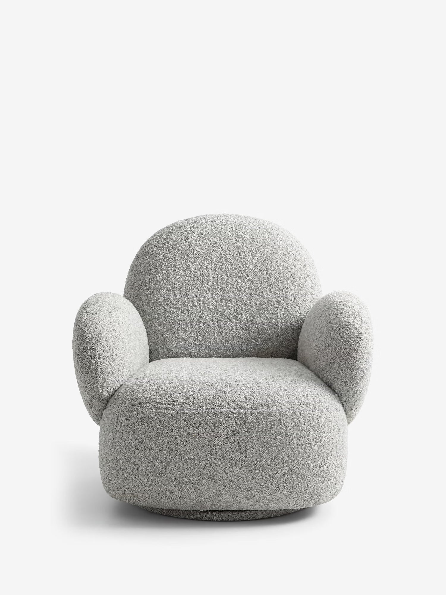 Messina compatta Poltrona lounge girevole FSC® 100% in tessuto bouclé grigio chiaro