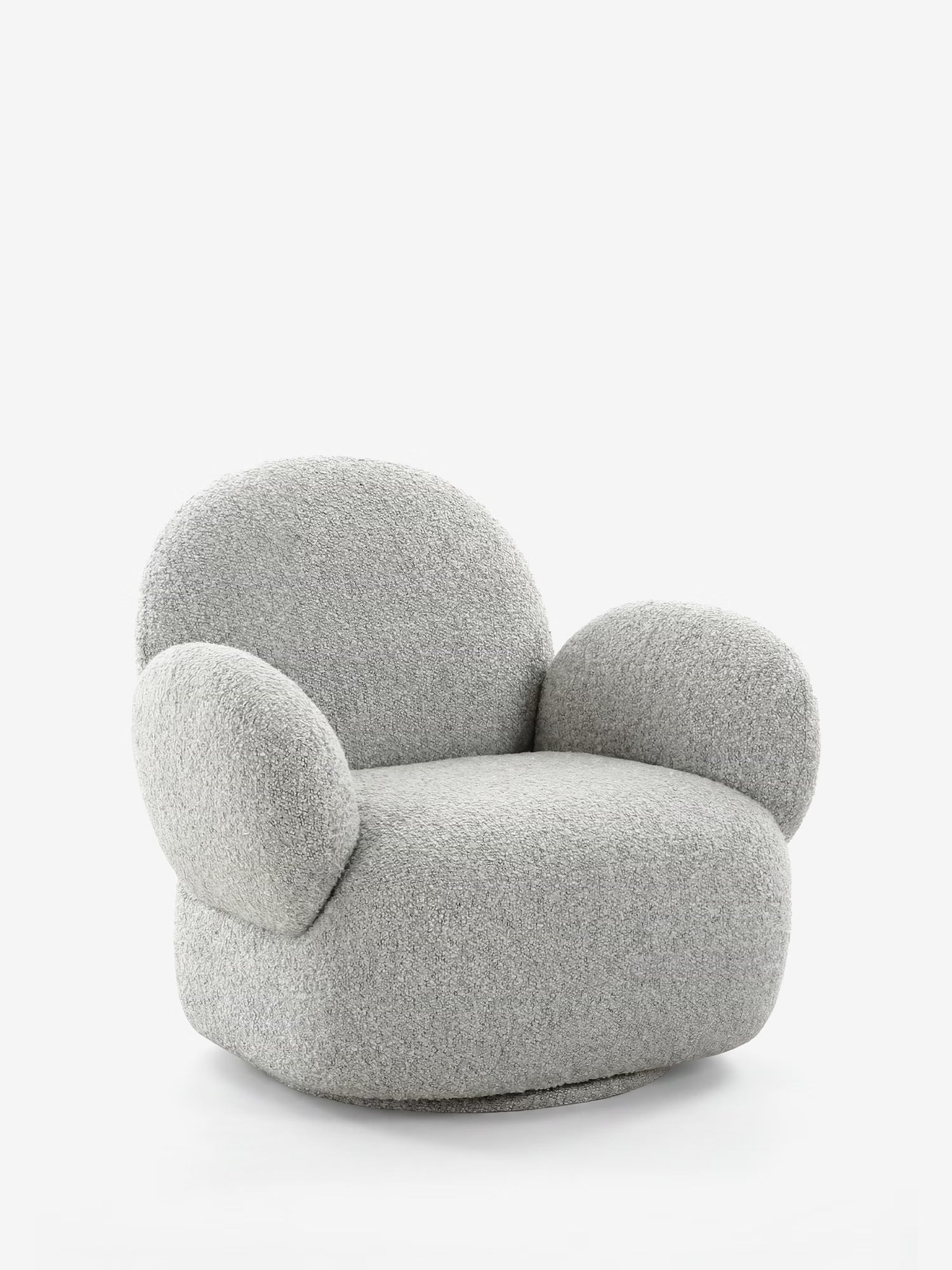 Messina compatta Poltrona lounge girevole FSC® 100% in tessuto bouclé grigio chiaro