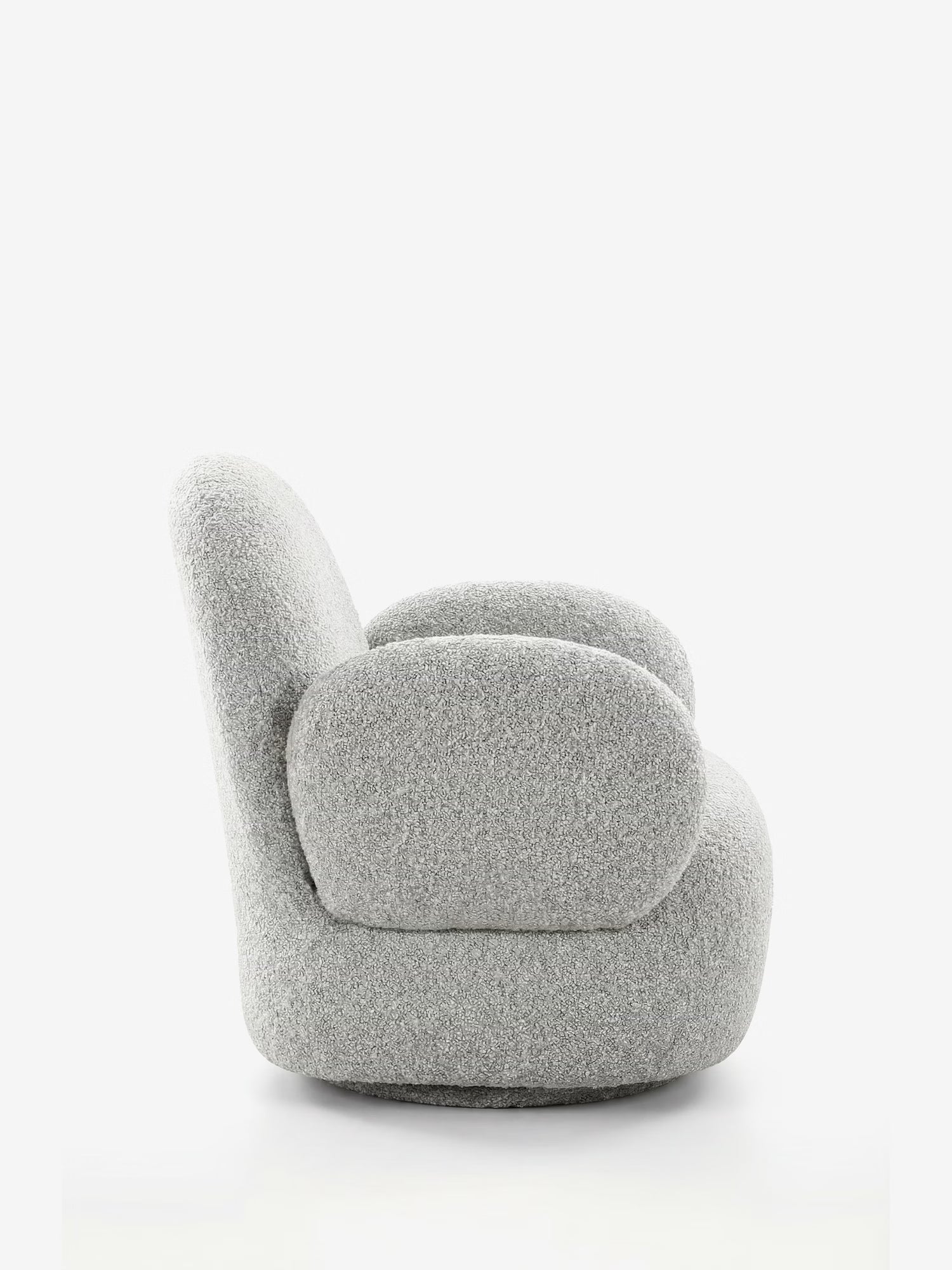 Messina compatta Poltrona lounge girevole FSC® 100% in tessuto bouclé grigio chiaro