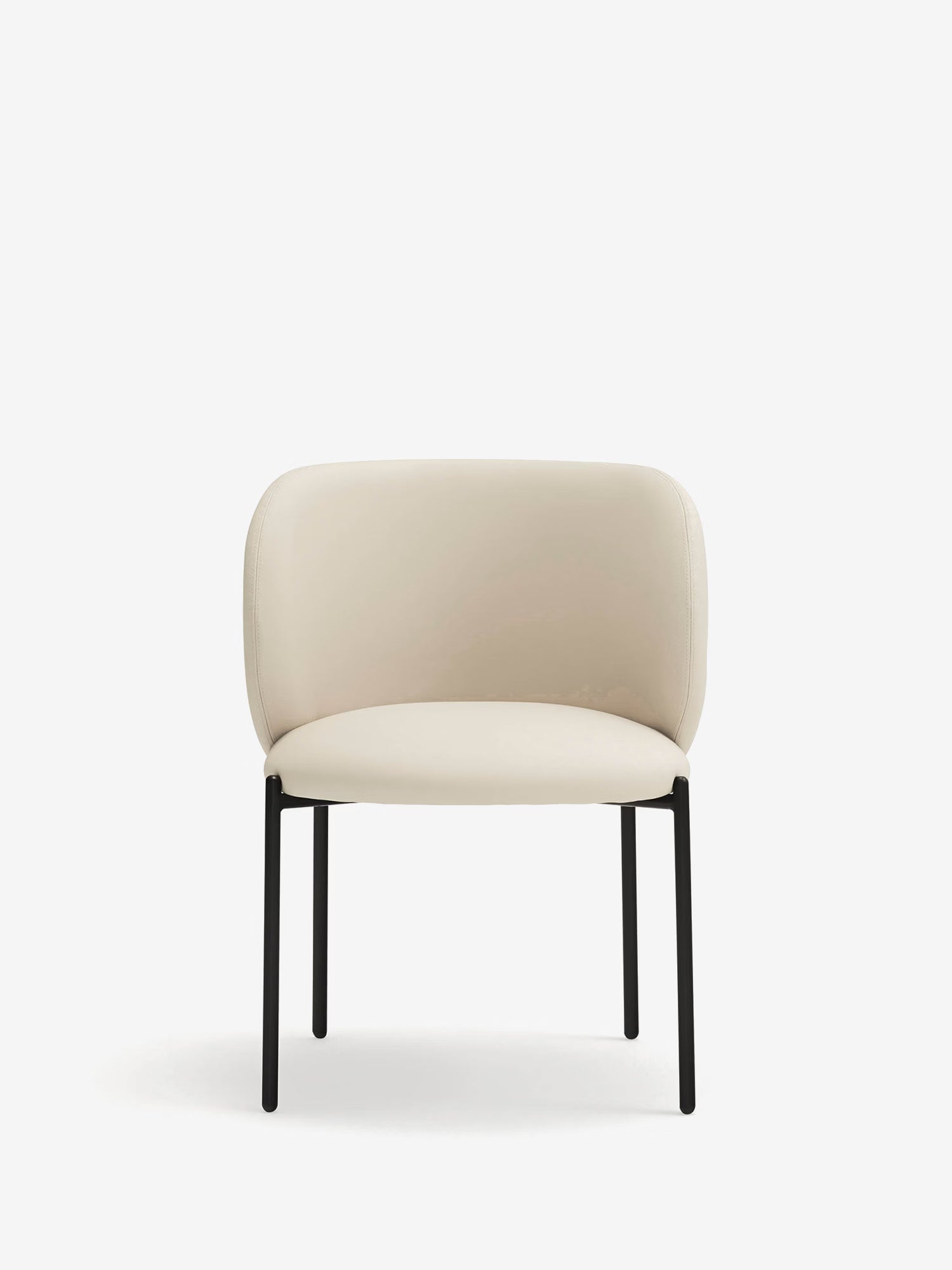 Mogi Chaise rembourrée en cuir vegan avec pieds en métal noir