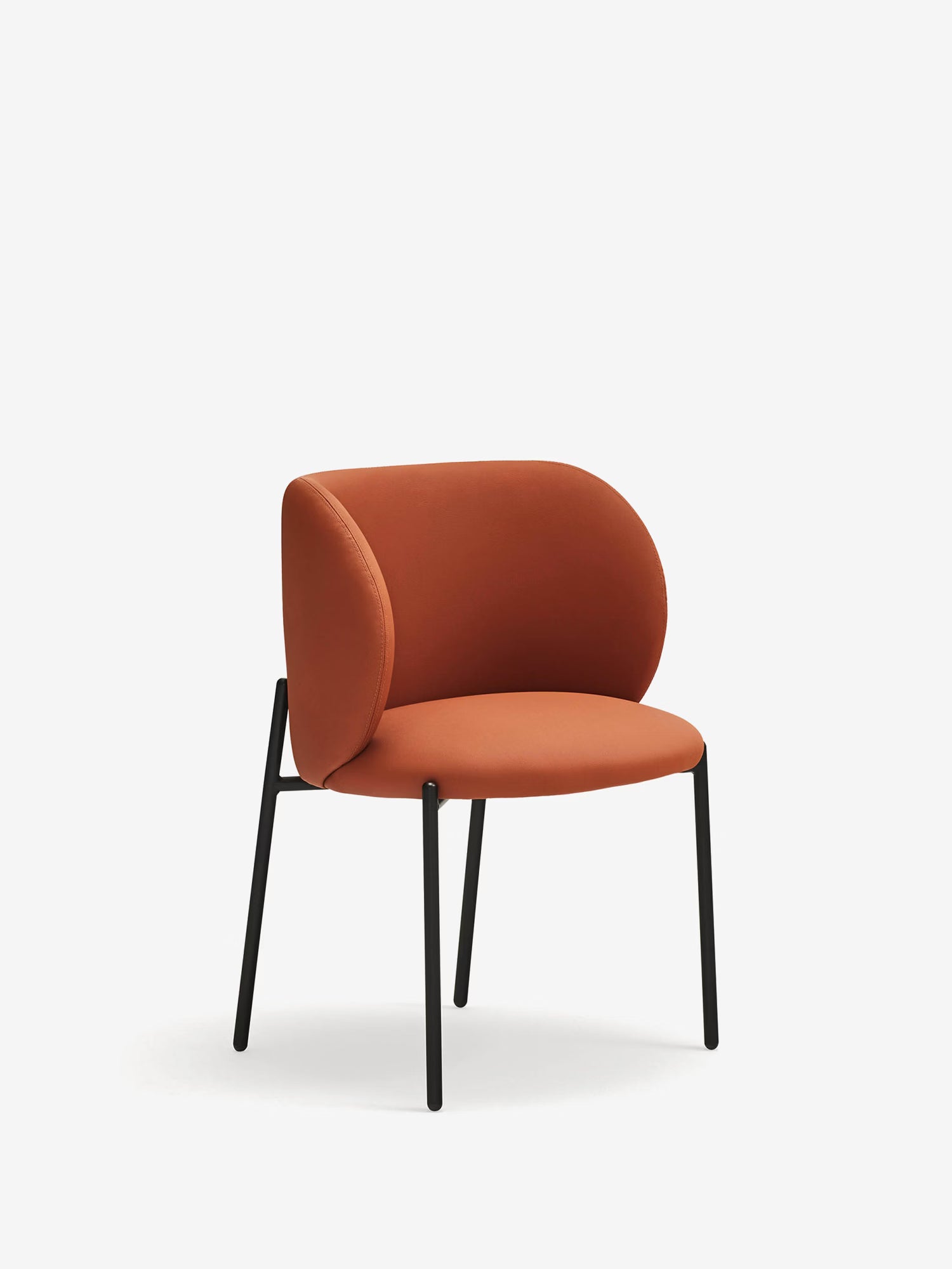 Mogi Chaise rembourrée en cuir vegan avec pieds en métal noir