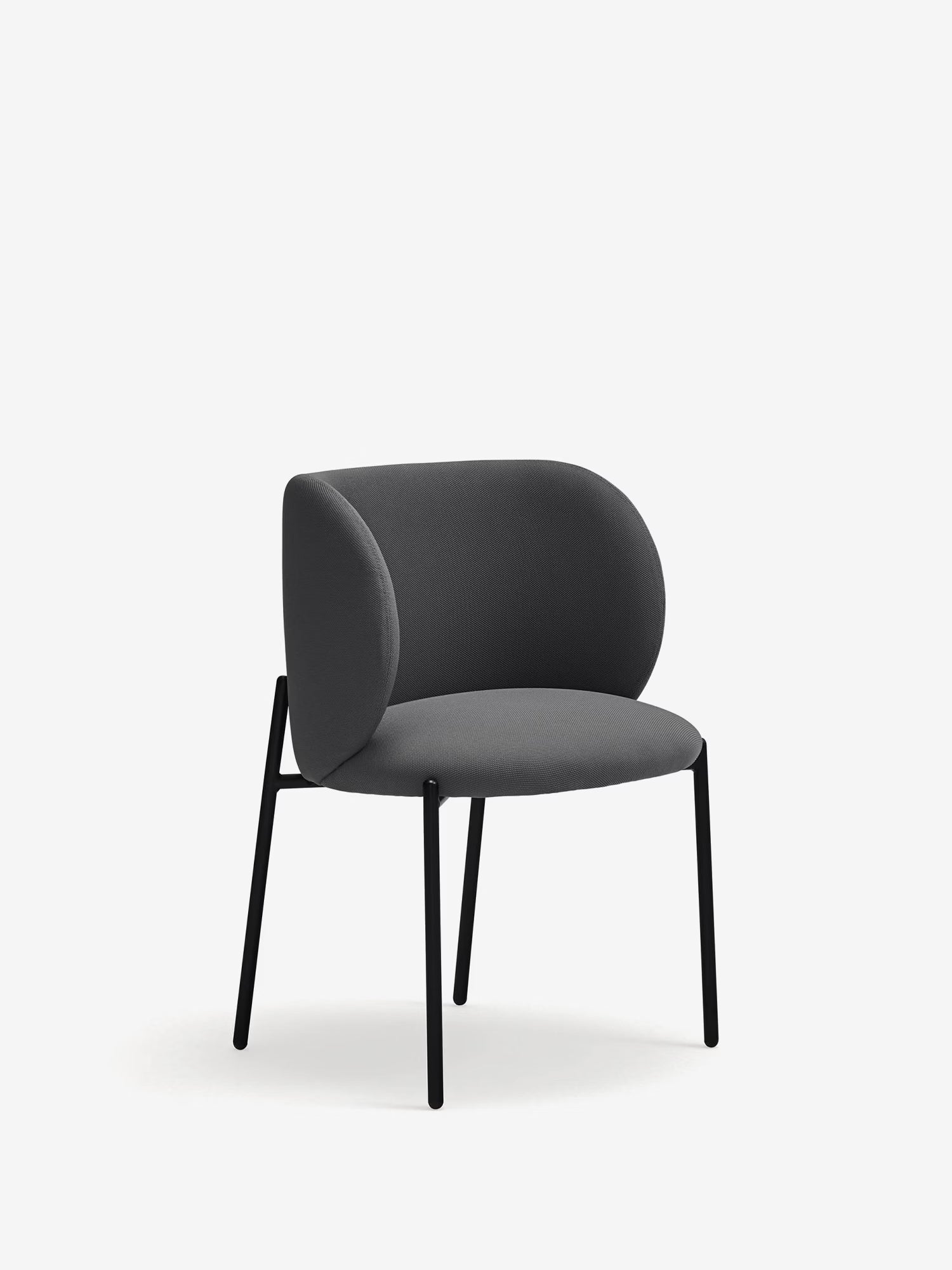 Mogi Chaise rembourrée en tissu recyclé certifié Oeko-tex® avec pieds en métal noir