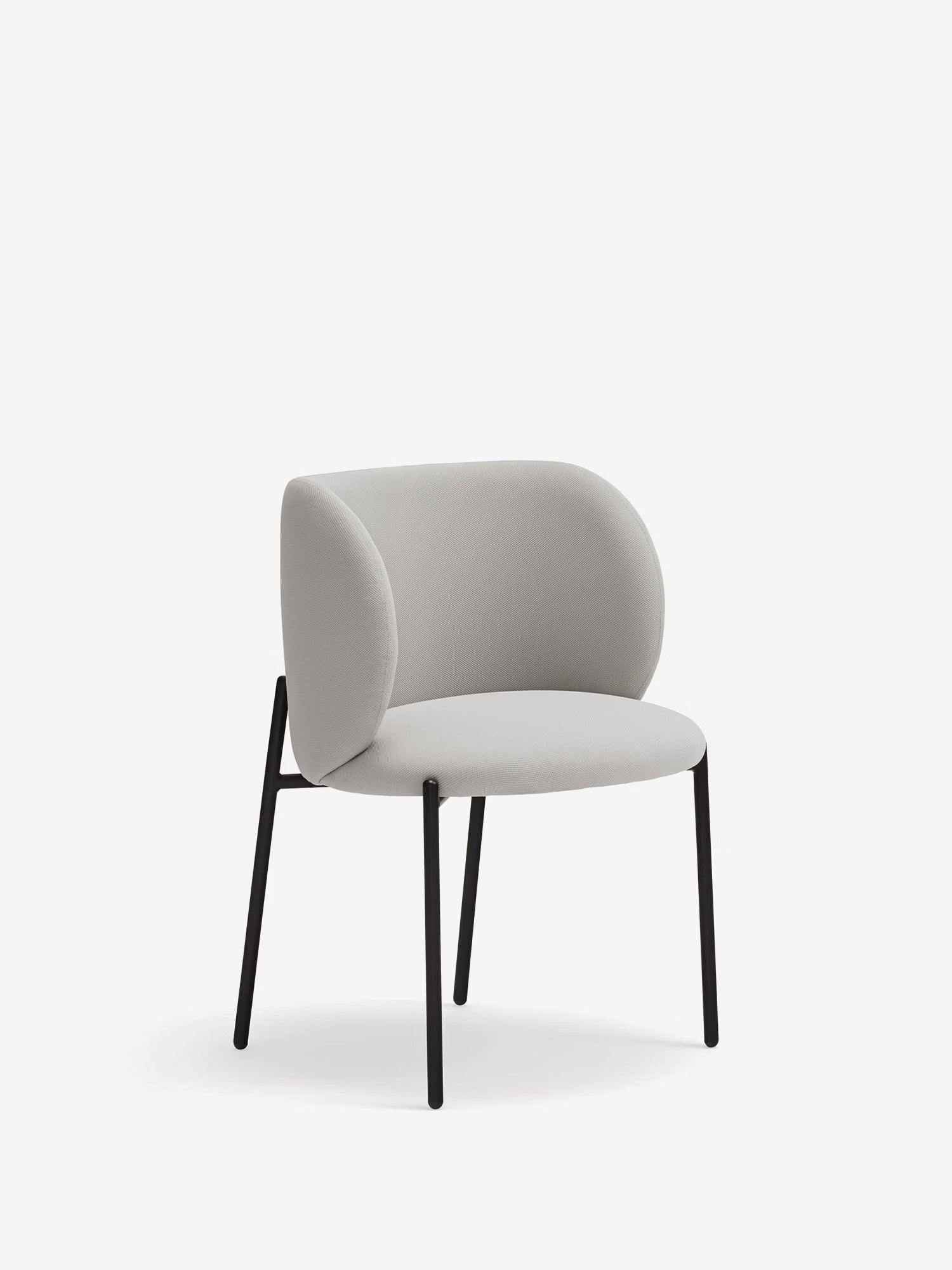 Mogi Chaise rembourrée en tissu recyclé certifié Oeko-tex® avec pieds en métal noir
