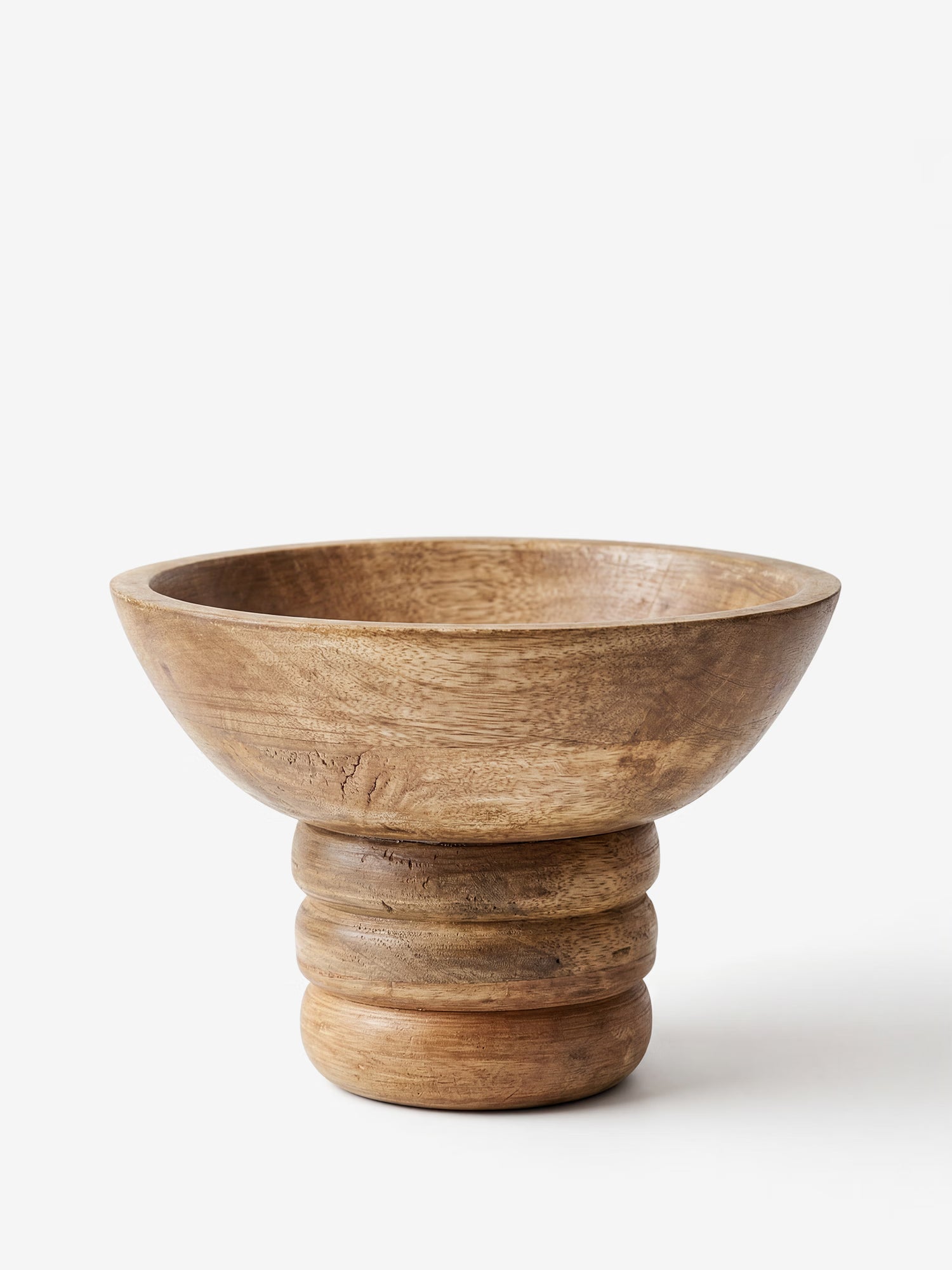 Nanuka bol avec piédestal en bois de manguier naturel FSC