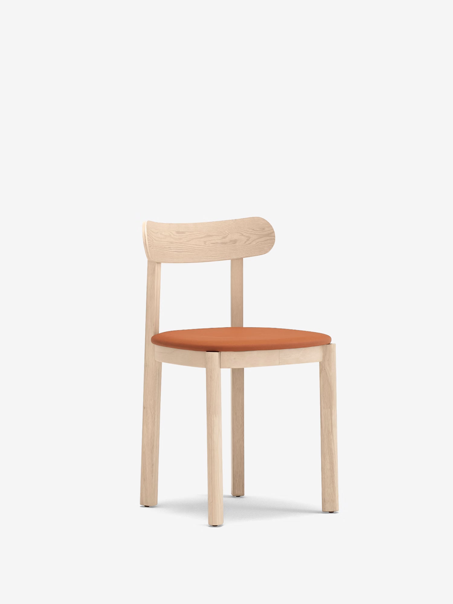 Nara Chaise en frêne et bois massif avec assise rembourrée en cuir vegan