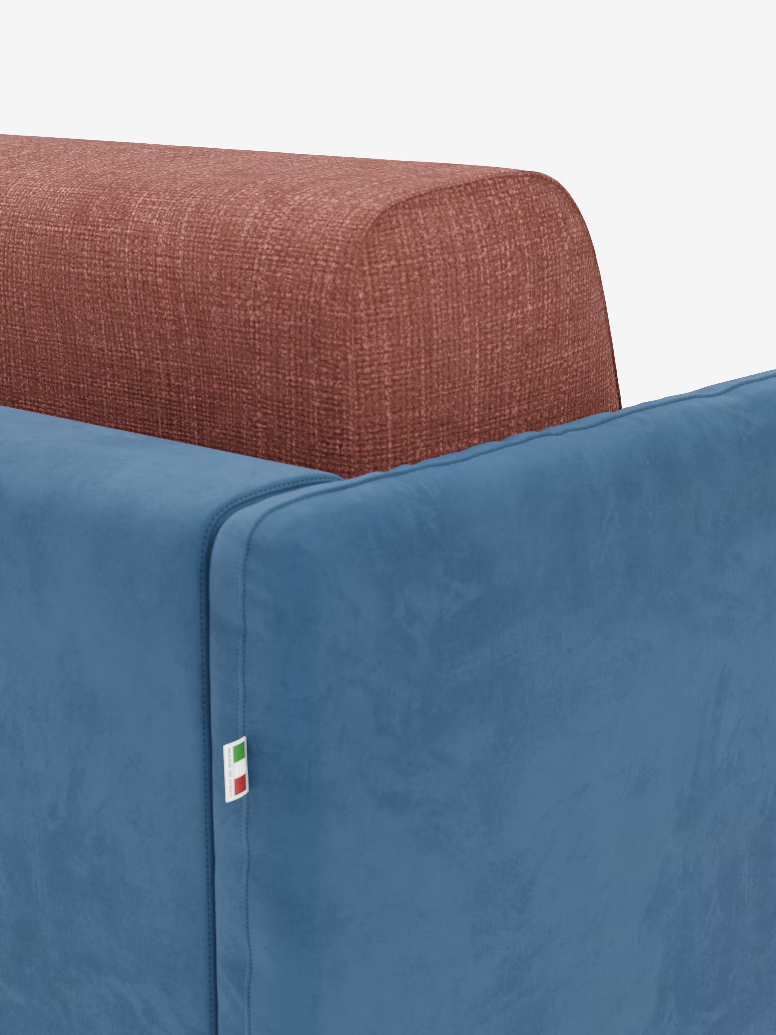 Narciso divano letto 2 e 3 posti materasso alto 18 cm - bicolore cuoio - panna in microfibra e ciniglia impermeabile