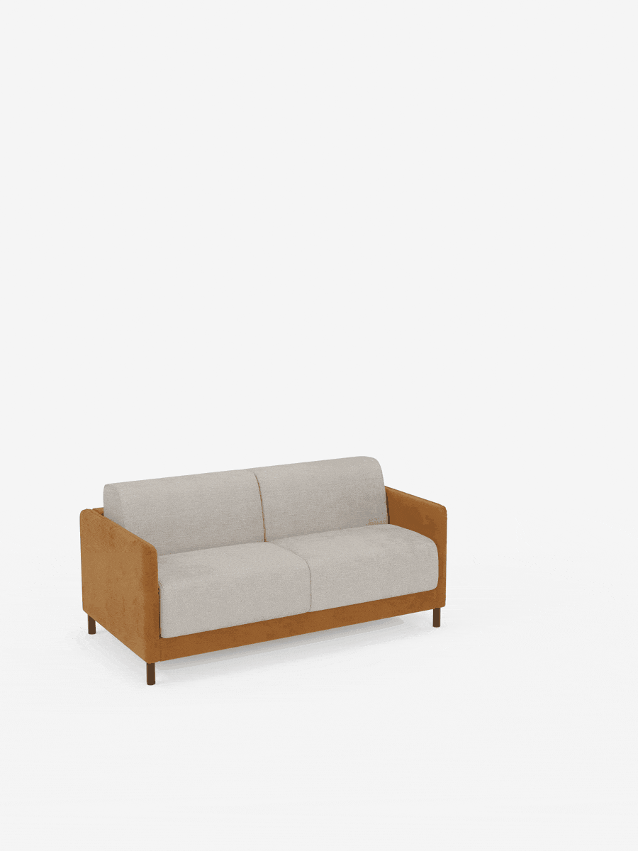 Narciso divano letto 2 e 3 posti materasso alto 18 cm - bicolore cuoio - panna in microfibra e ciniglia impermeabile