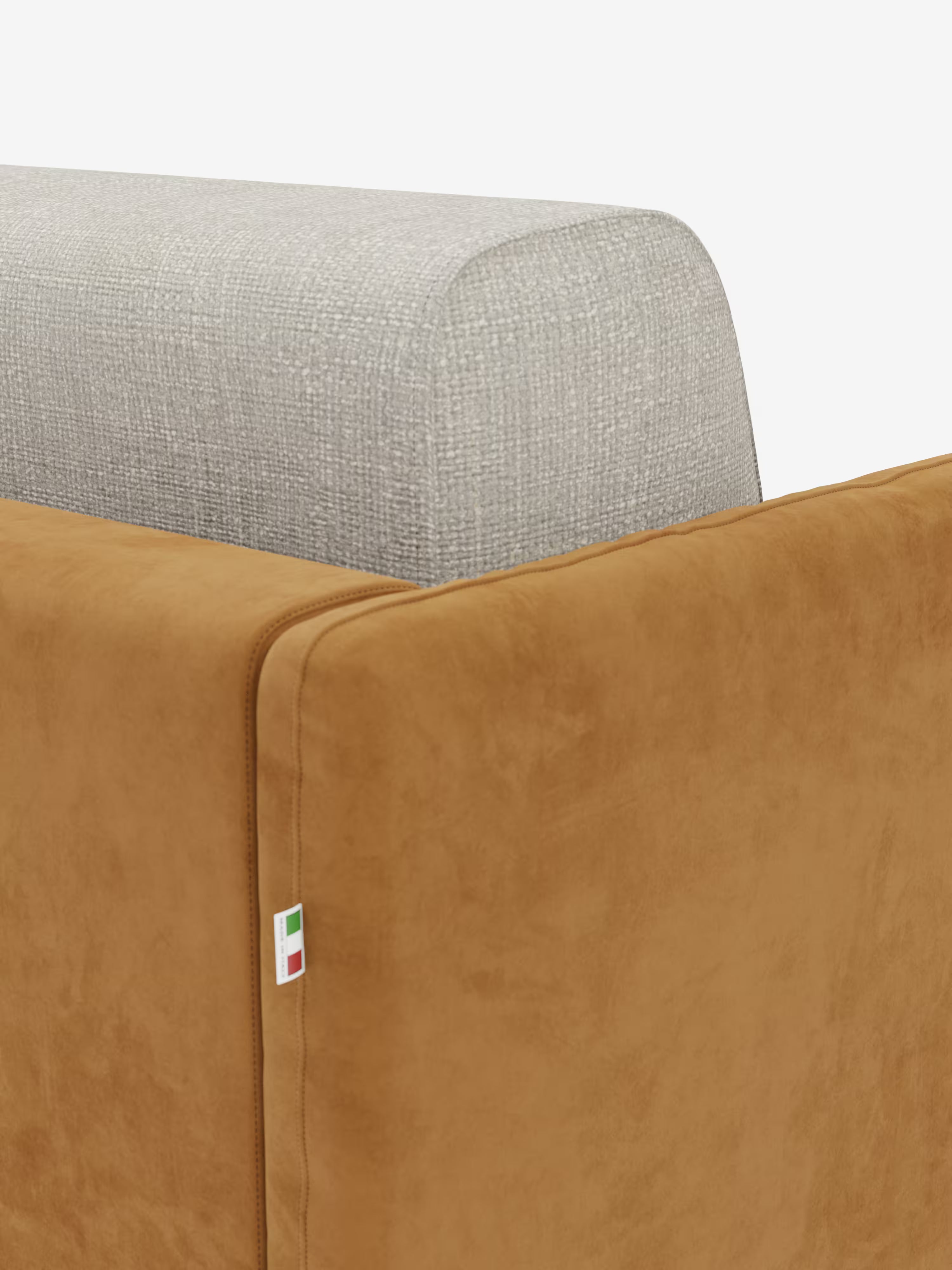 Narciso divano letto 2 e 3 posti materasso alto 18 cm - bicolore cuoio - panna in microfibra e ciniglia impermeabile