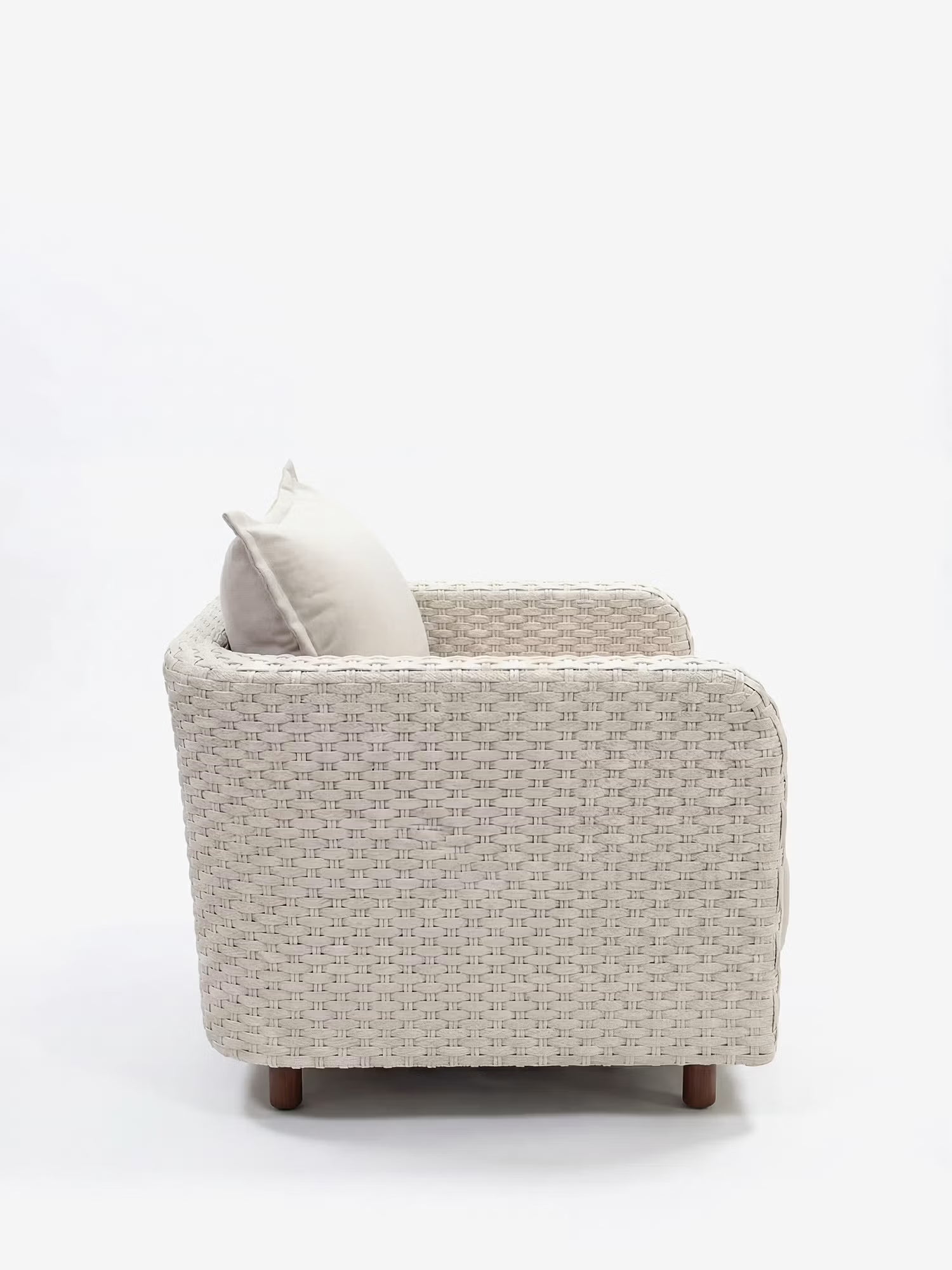 Ares Sillón de exterior de cuerda trenzada y metal blanco roto con cojines Arena