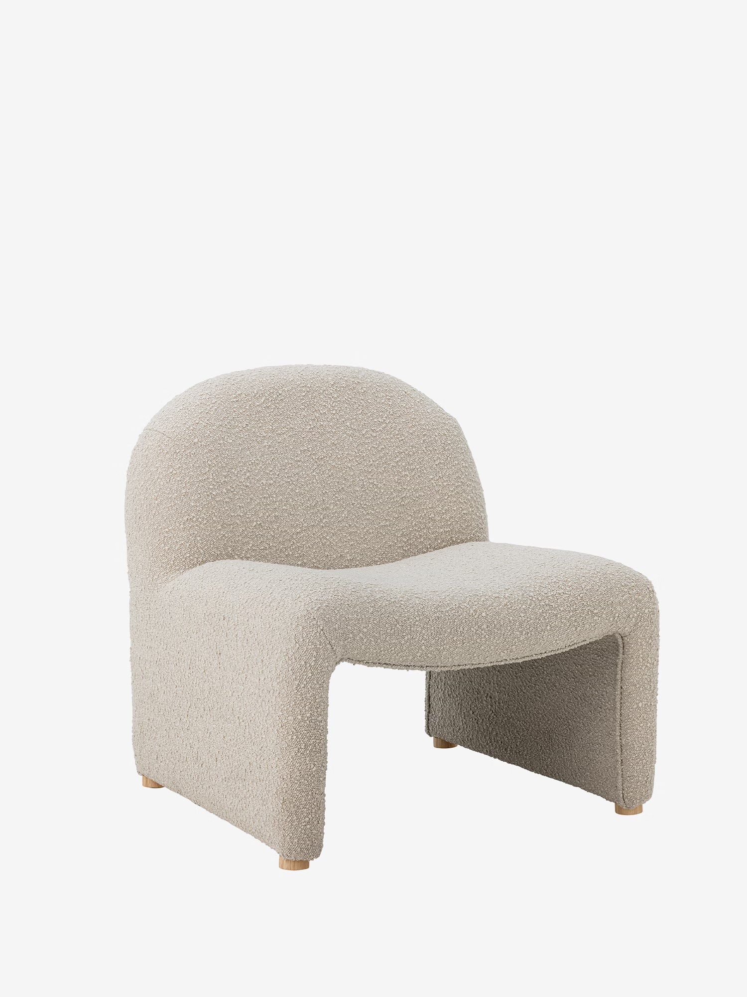 Neel Sillón lounge en tejido bouclé color Natural blanco roto - estructura de madera FSC®