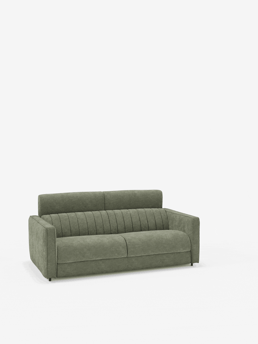 Nivon divano letto moderno 2 e 3 posti - materasso H16 cm e poggiatesta regolabili in tessuto smacchiabile