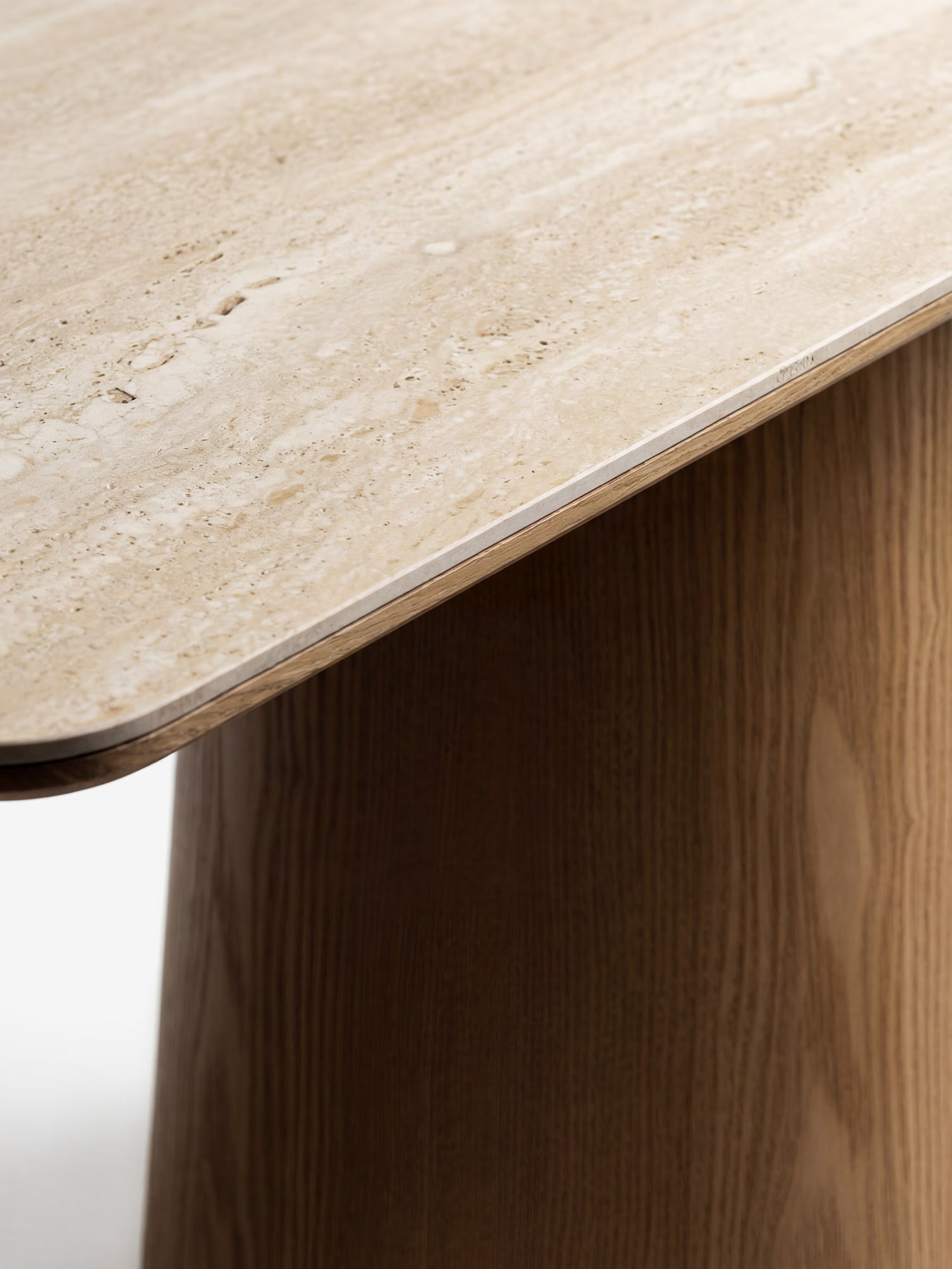 Noli Table à manger rectangulaire certifiée FSC® en céramique effet travertin et frêne naturel 200x90 cm