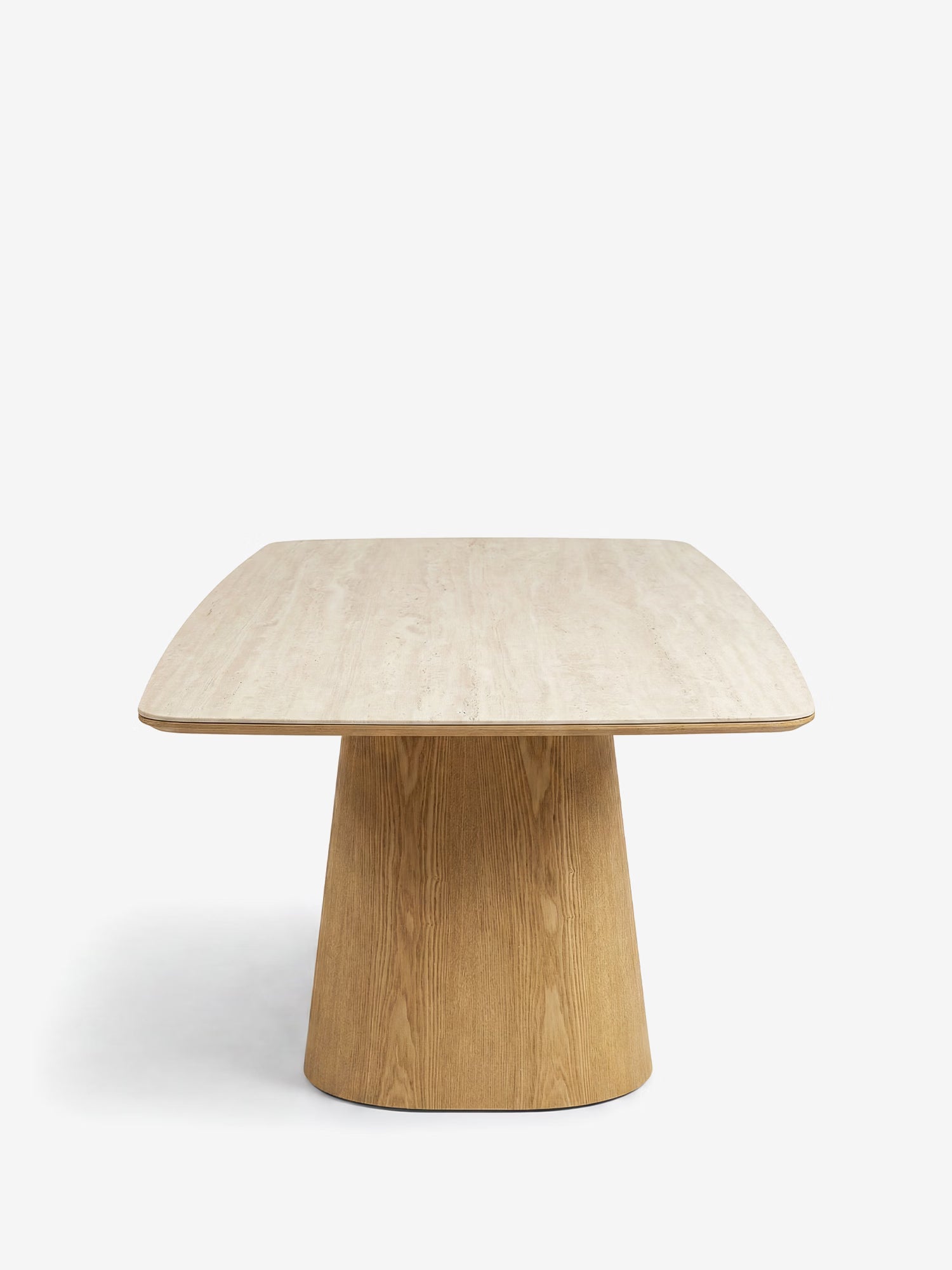Noli Table à manger rectangulaire certifiée FSC® en céramique effet travertin et frêne naturel 200x90 cm