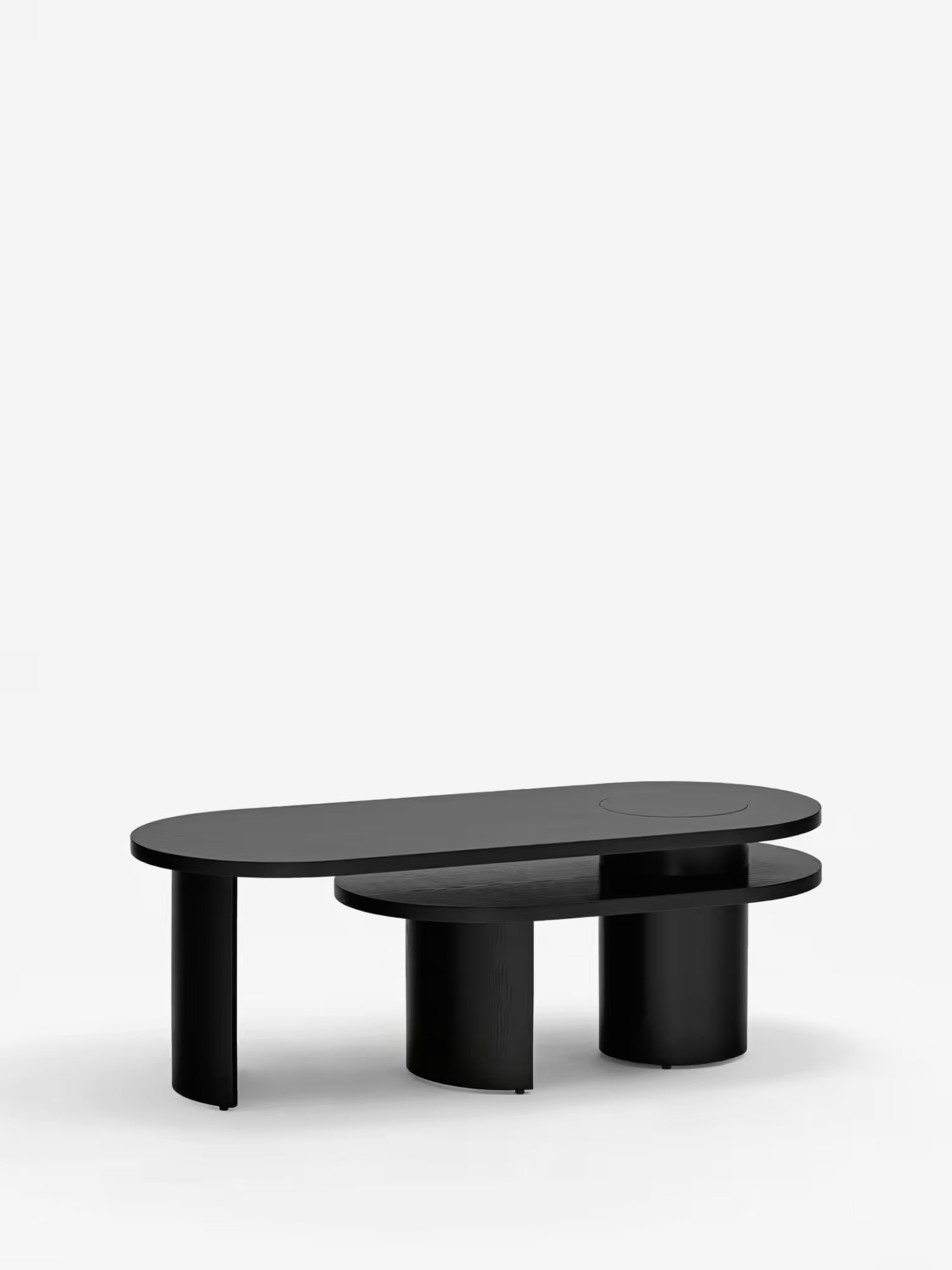 Nori Ovaler Design-Couchtisch mit zwei Ebenen - 120 cm