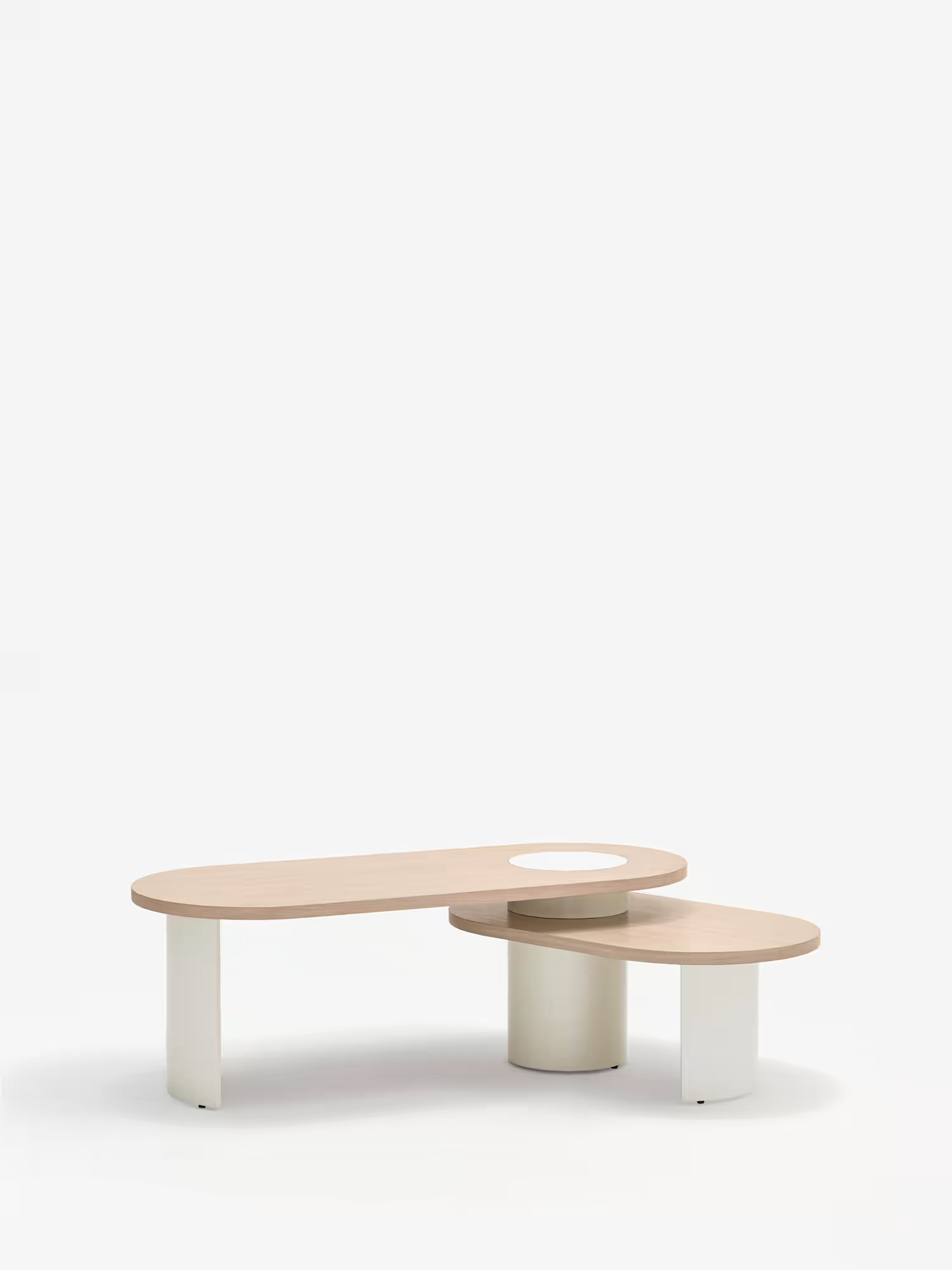 Nori Ovaler Design-Couchtisch mit zwei Ebenen - 120 cm