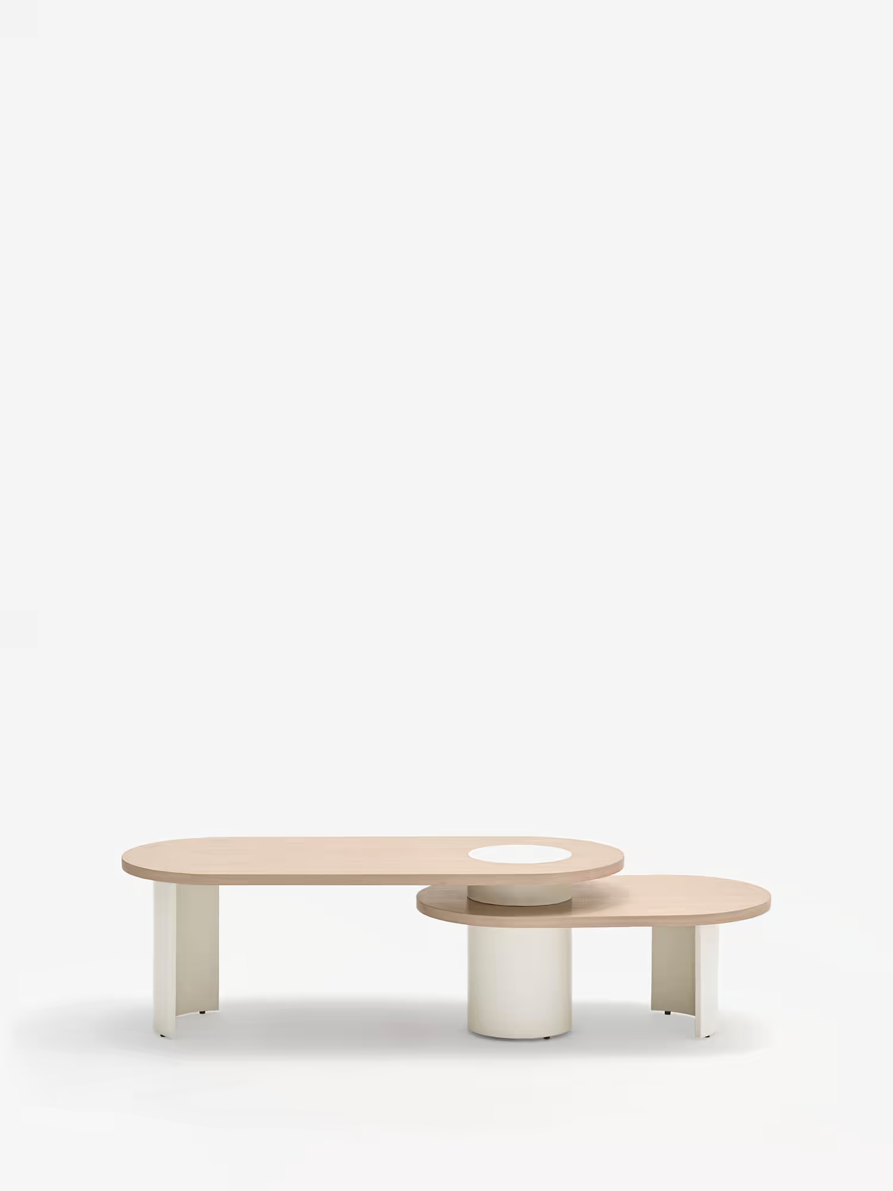 Nori Ovaler Design-Couchtisch mit zwei Ebenen - 120 cm
