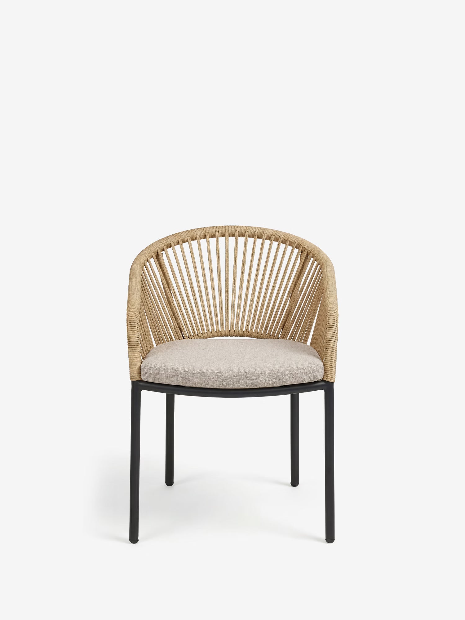 Novella Silla de exterior de aluminio beige con cojín acolchado color arena