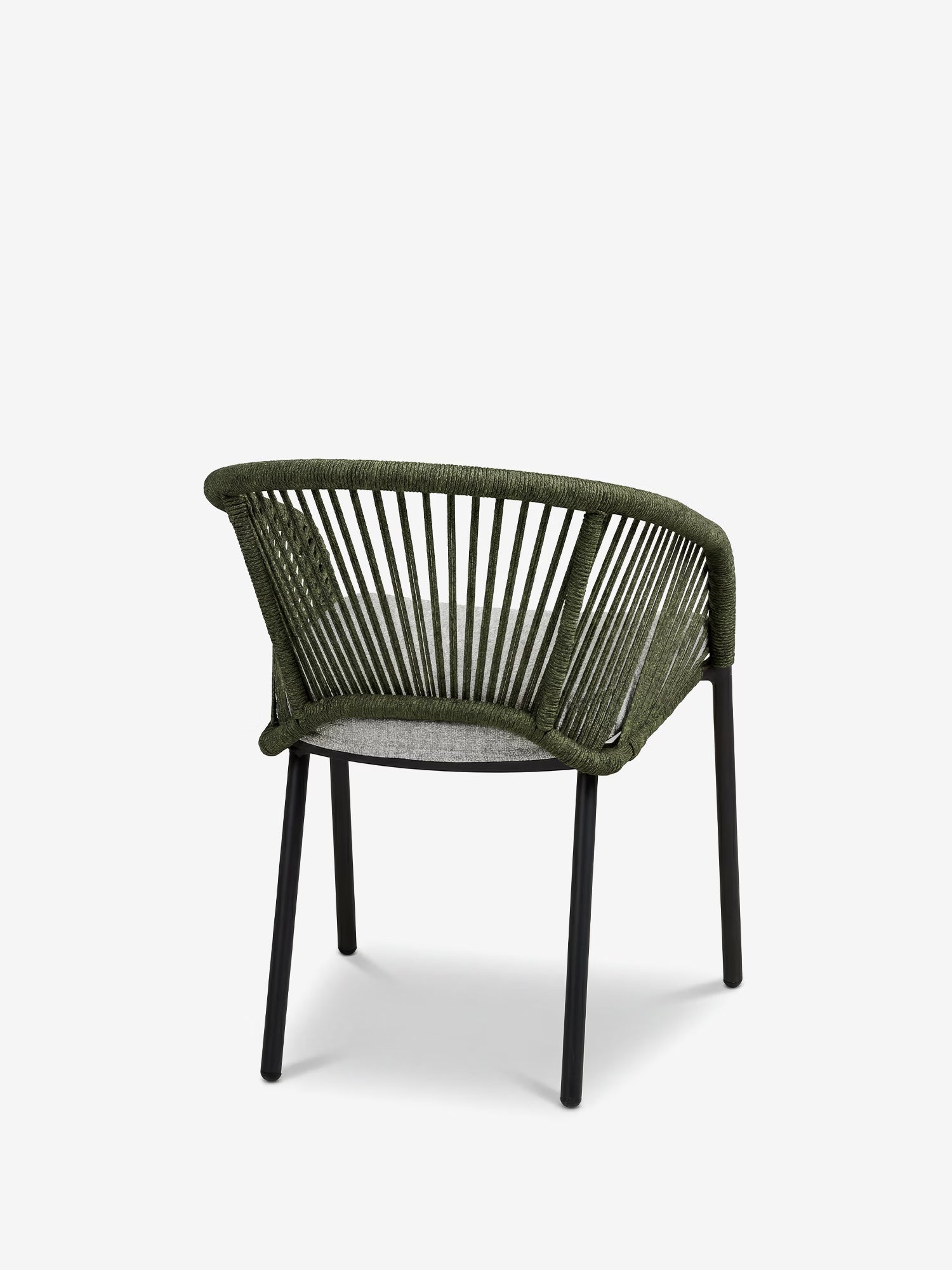 Novella outdoor chair in green aluminum with padded gray cushion