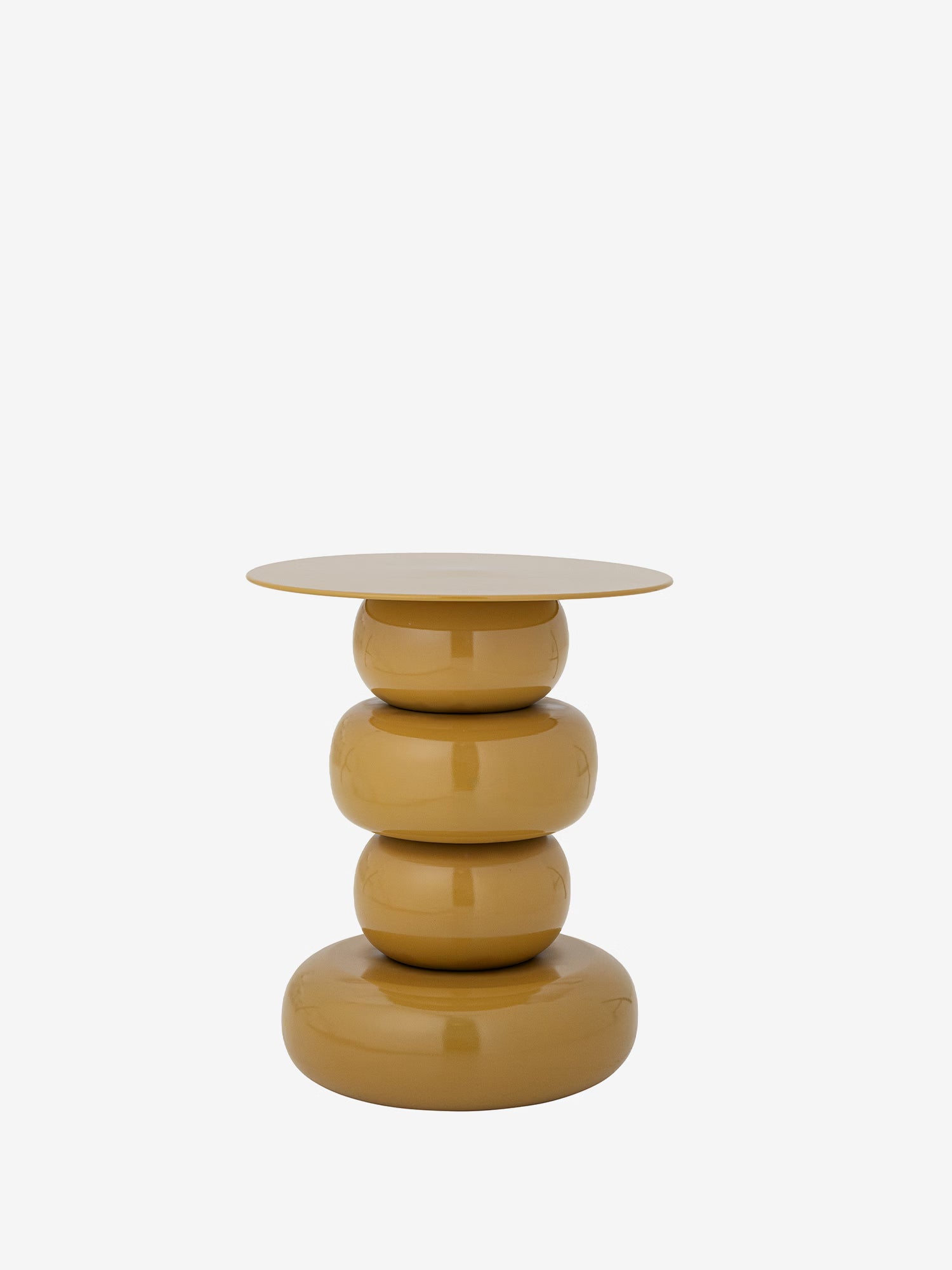 Olonne Tavolino d’appoggio rotondo Ø41 cm in metallo giallo dal design scultoreo