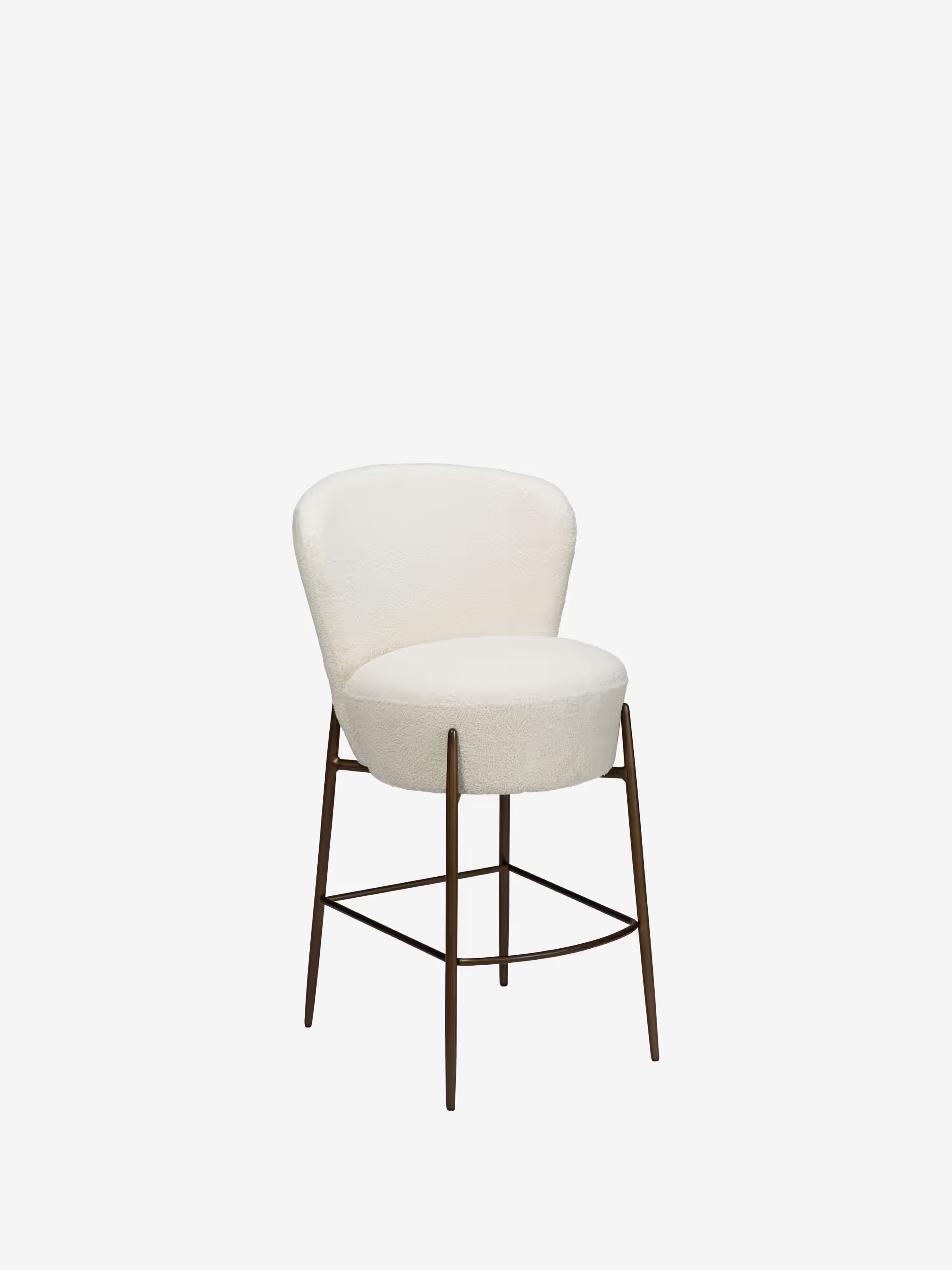 Orbit - Padded bouclé stool in sustainable RPES with metal legs