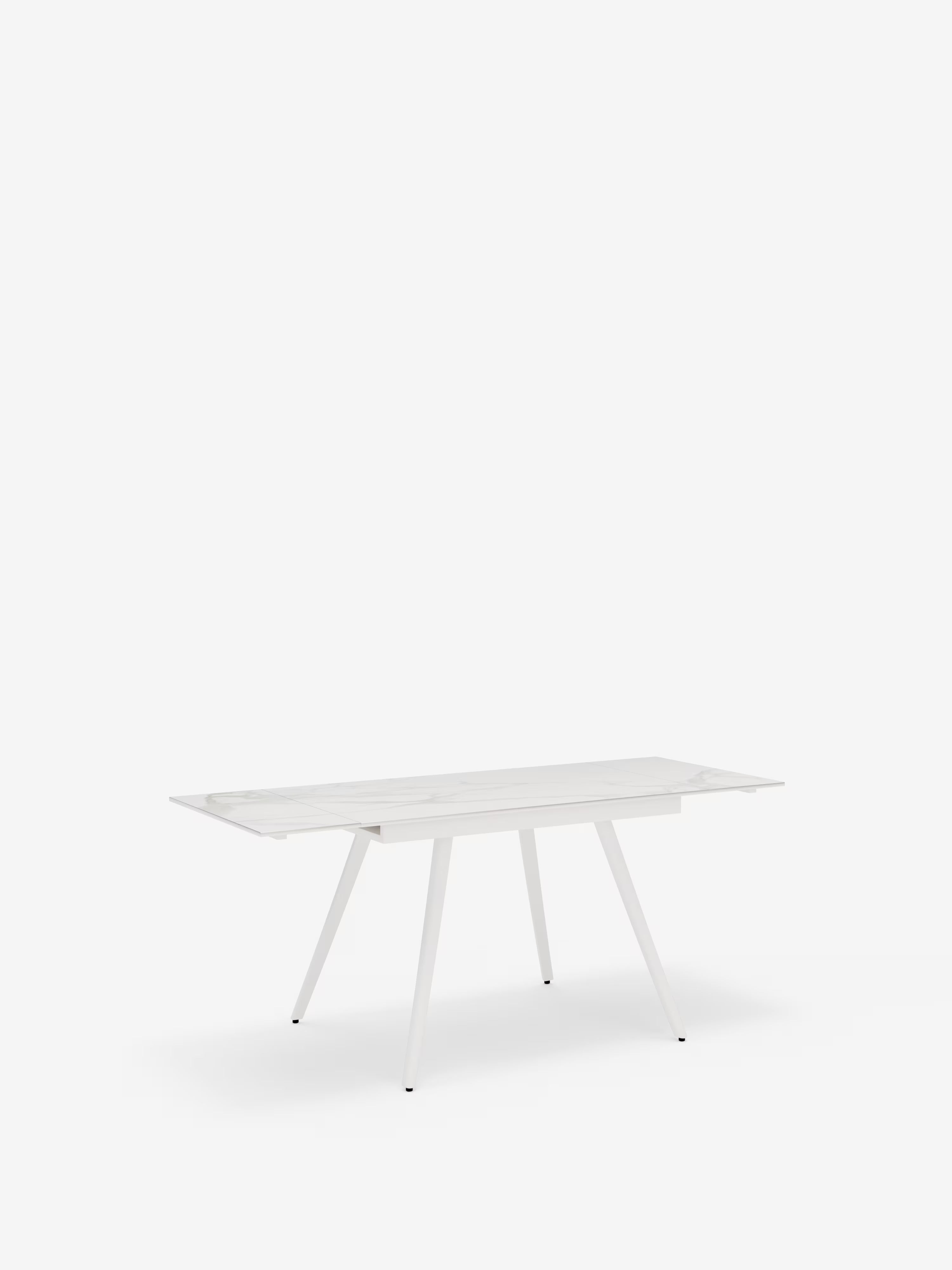 Oreste Mesa extensible efecto mármol blanco – base de metal blanco 120 (180) x 80 cm