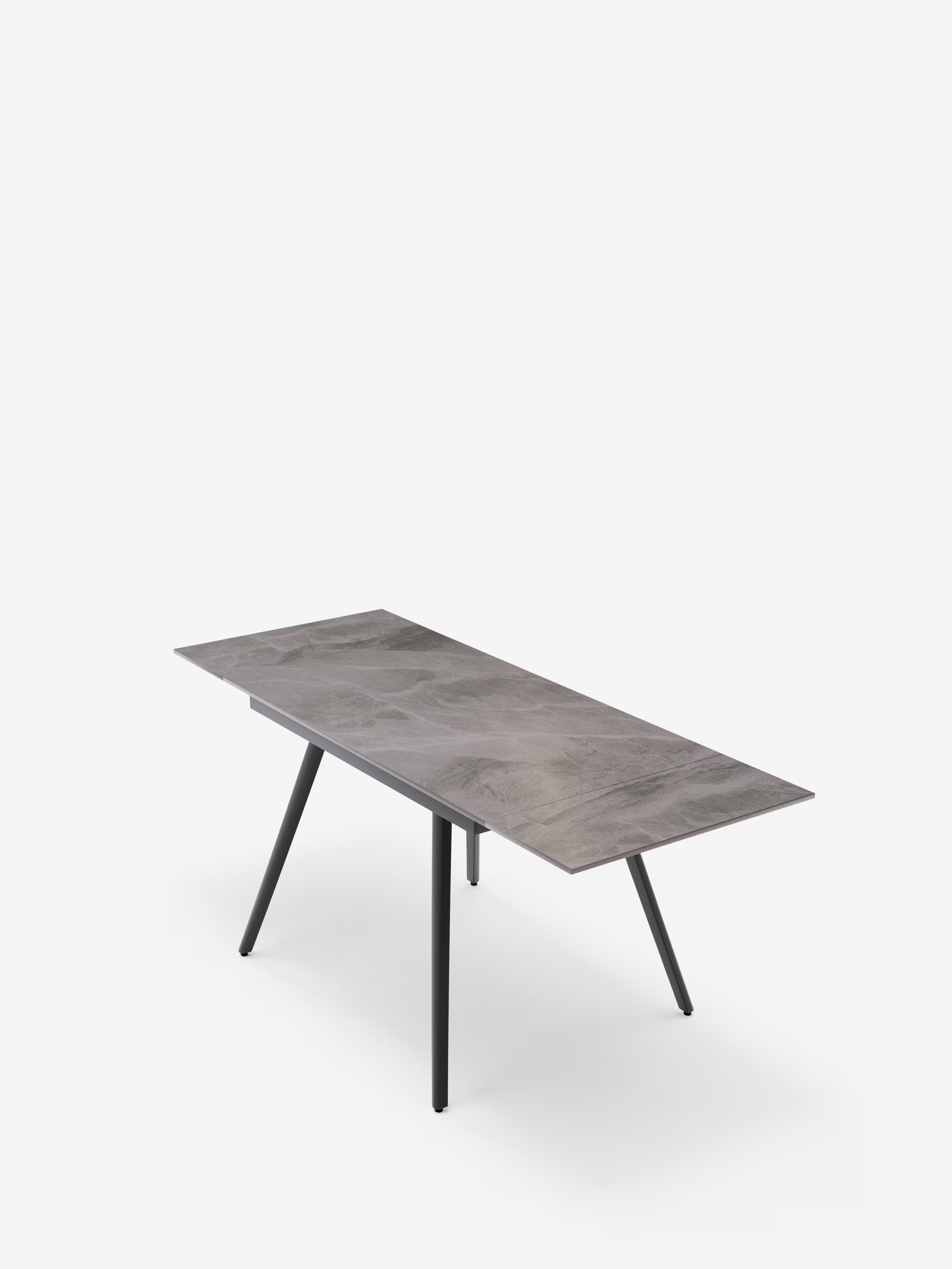 Oreste Mesa extensible efecto mármol gris – base de metal antracita 120 (180) x 80 cm