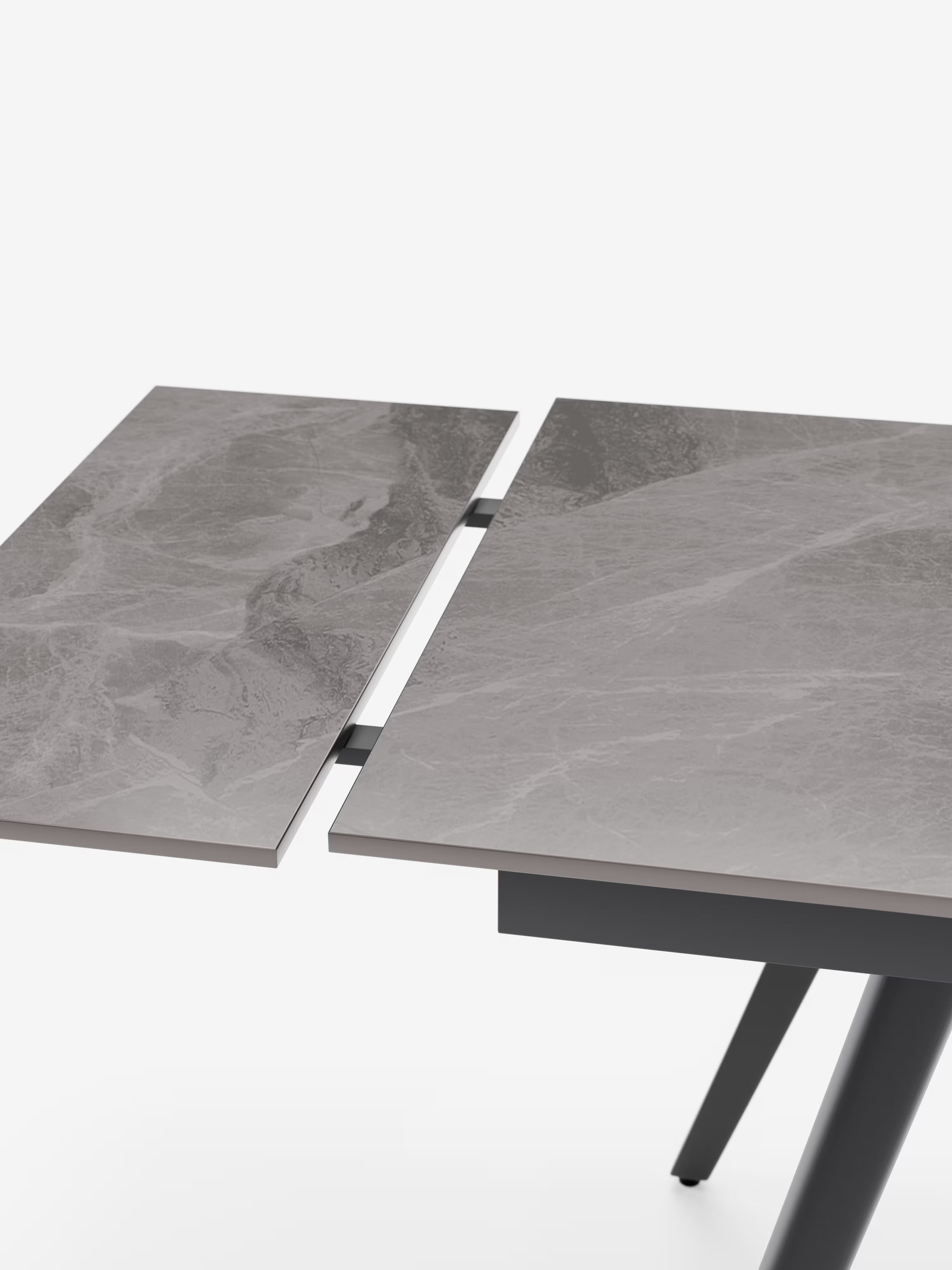 Oreste Mesa extensible efecto mármol gris – base de metal antracita 120 (180) x 80 cm
