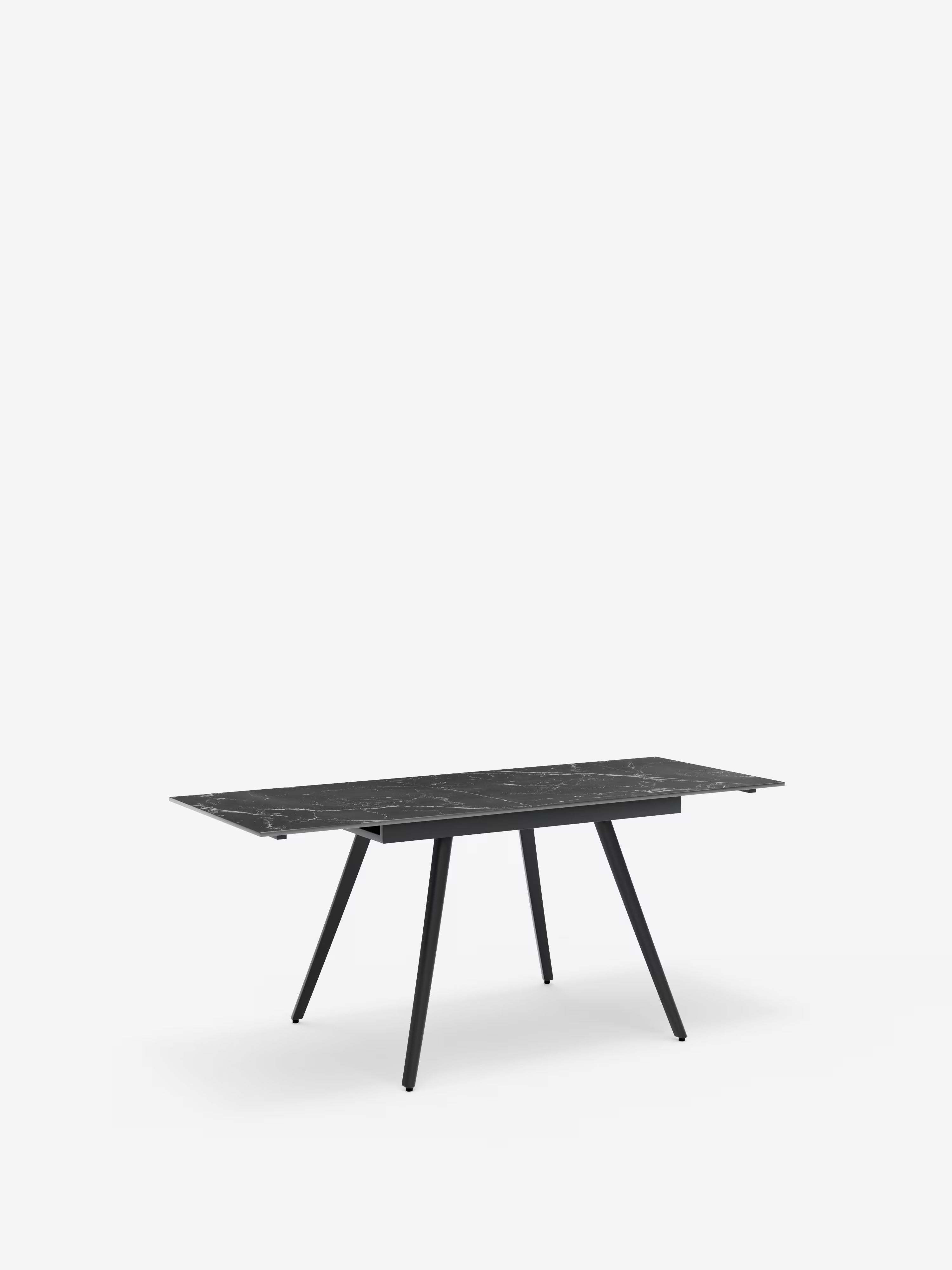 Oreste Mesa extensible efecto mármol negro – base de metal negro 120 (180) x 80 cm