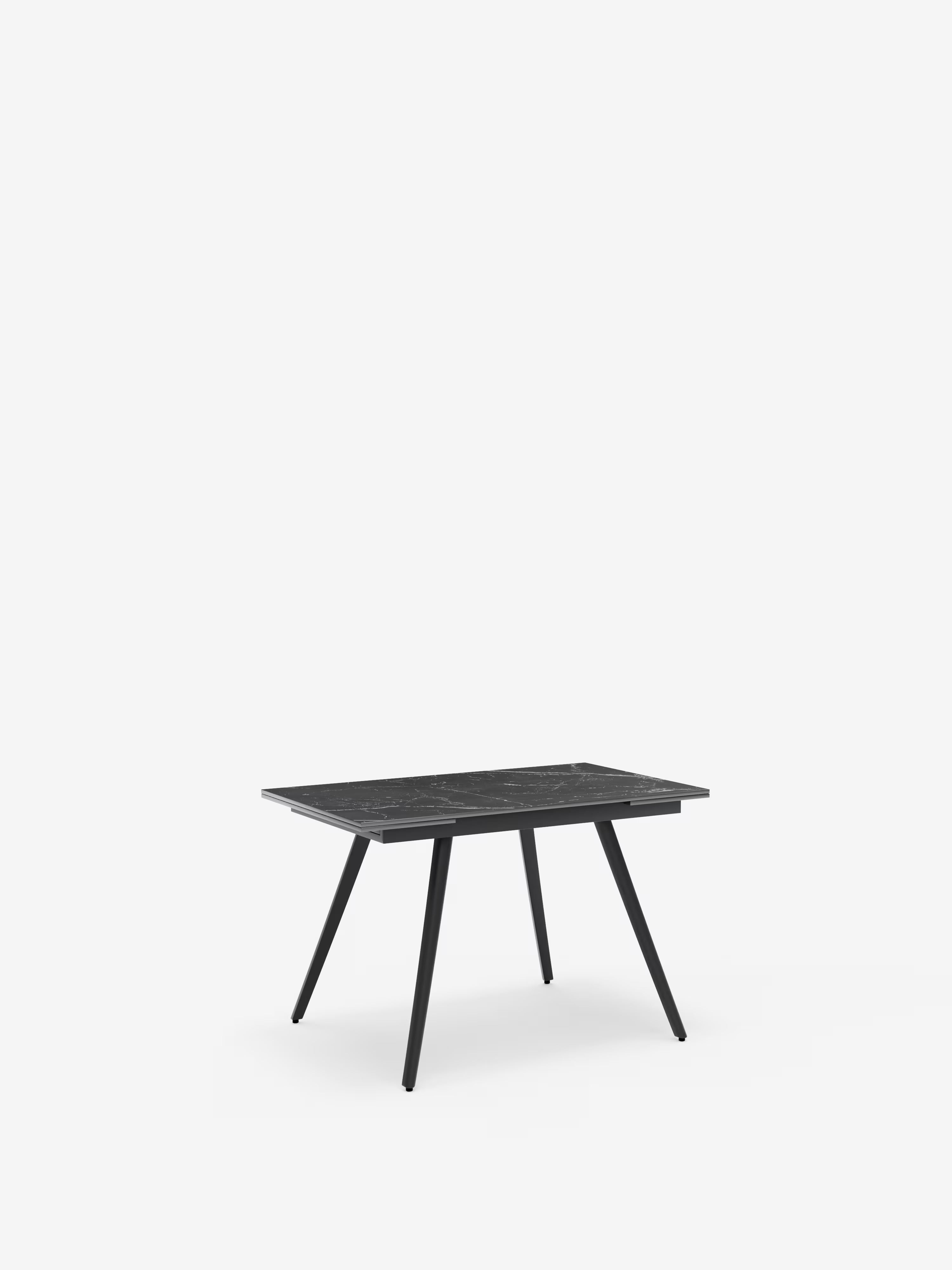 Oreste Mesa extensible efecto mármol negro – base de metal negro 120 (180) x 80 cm