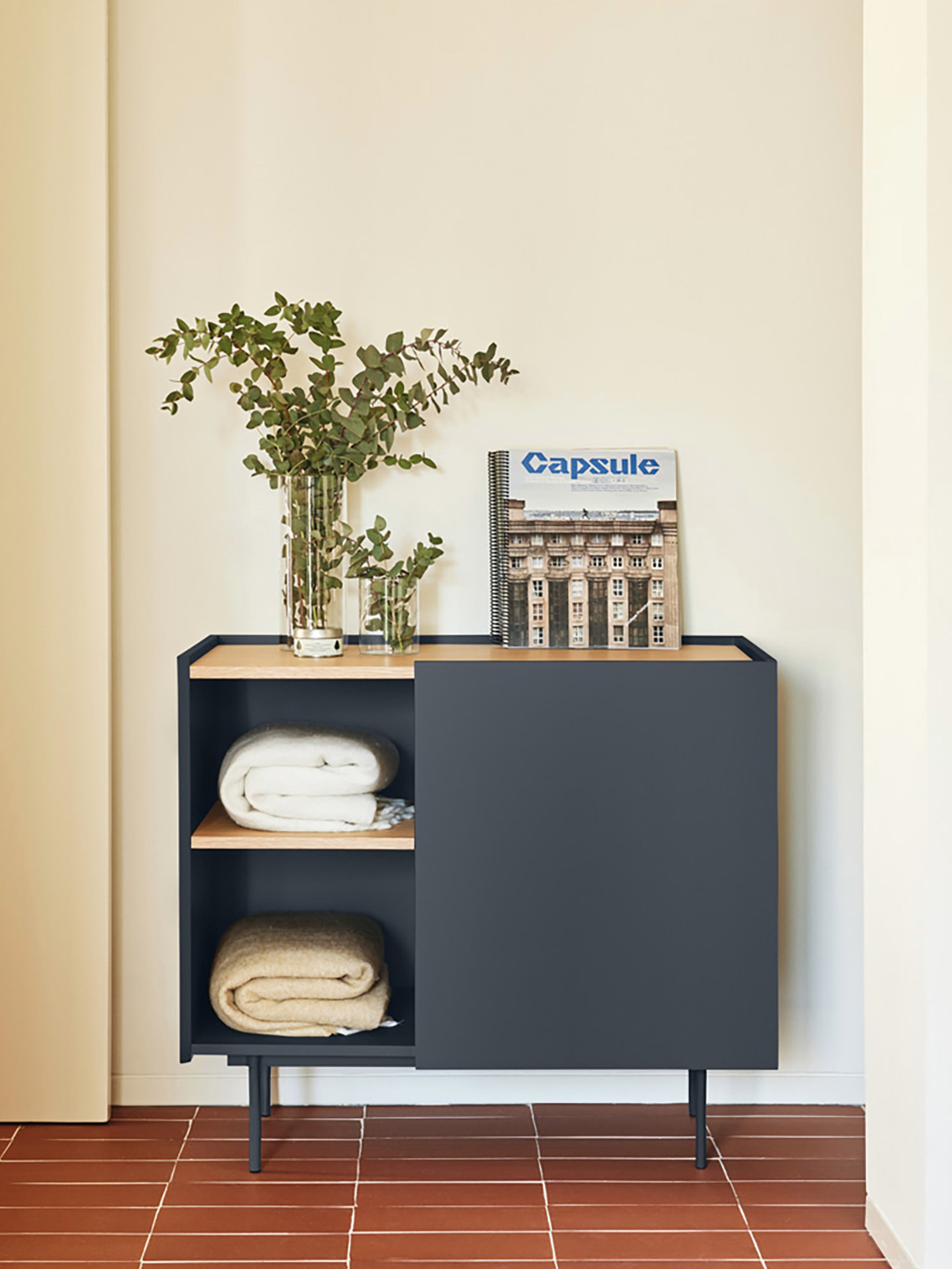 Otto cassettiera in rovere naturale e antracite – Comò moderno 88 x 78 cm