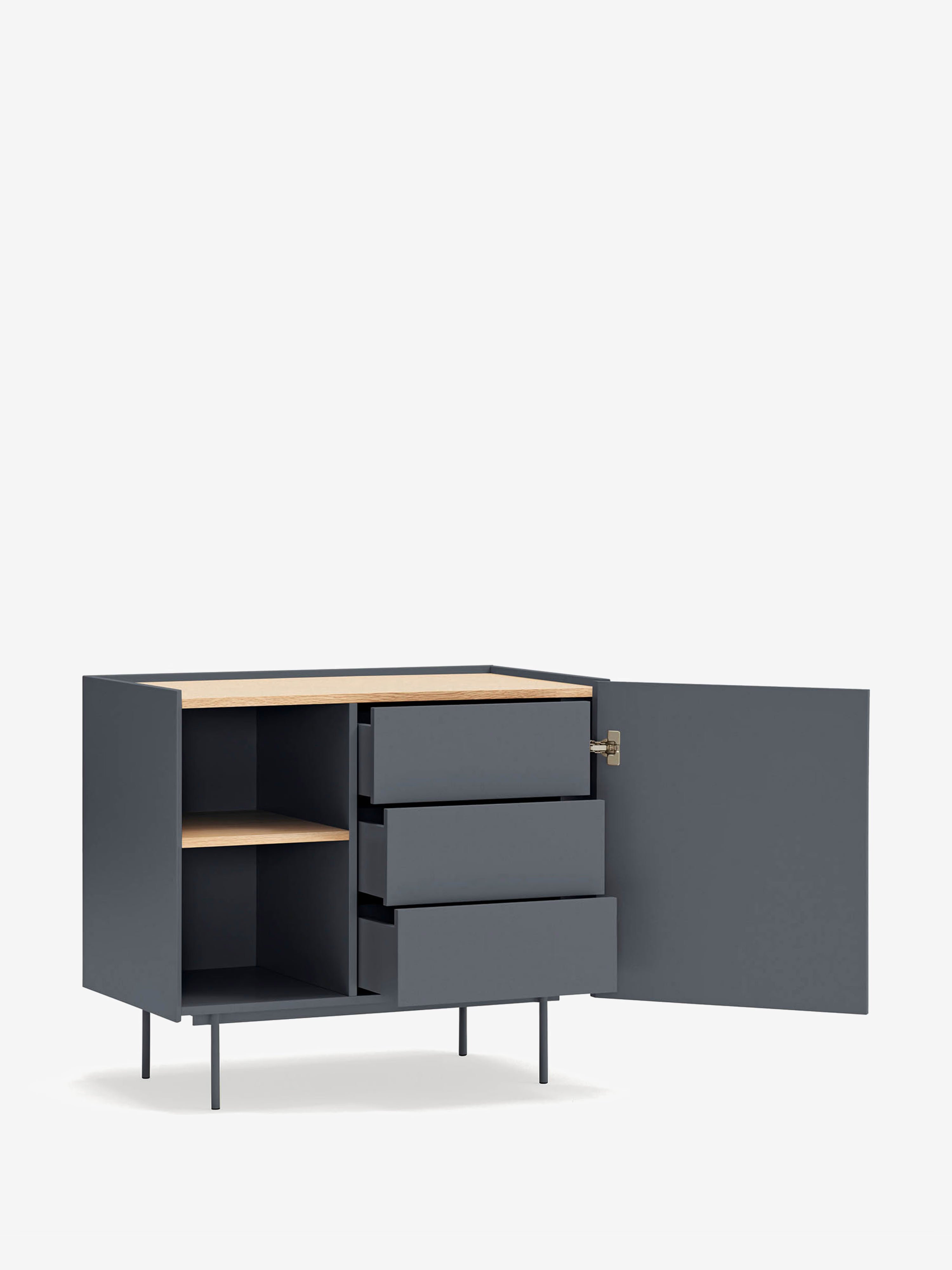 Otto cassettiera in rovere naturale e antracite – Comò moderno 88 x 78 cm
