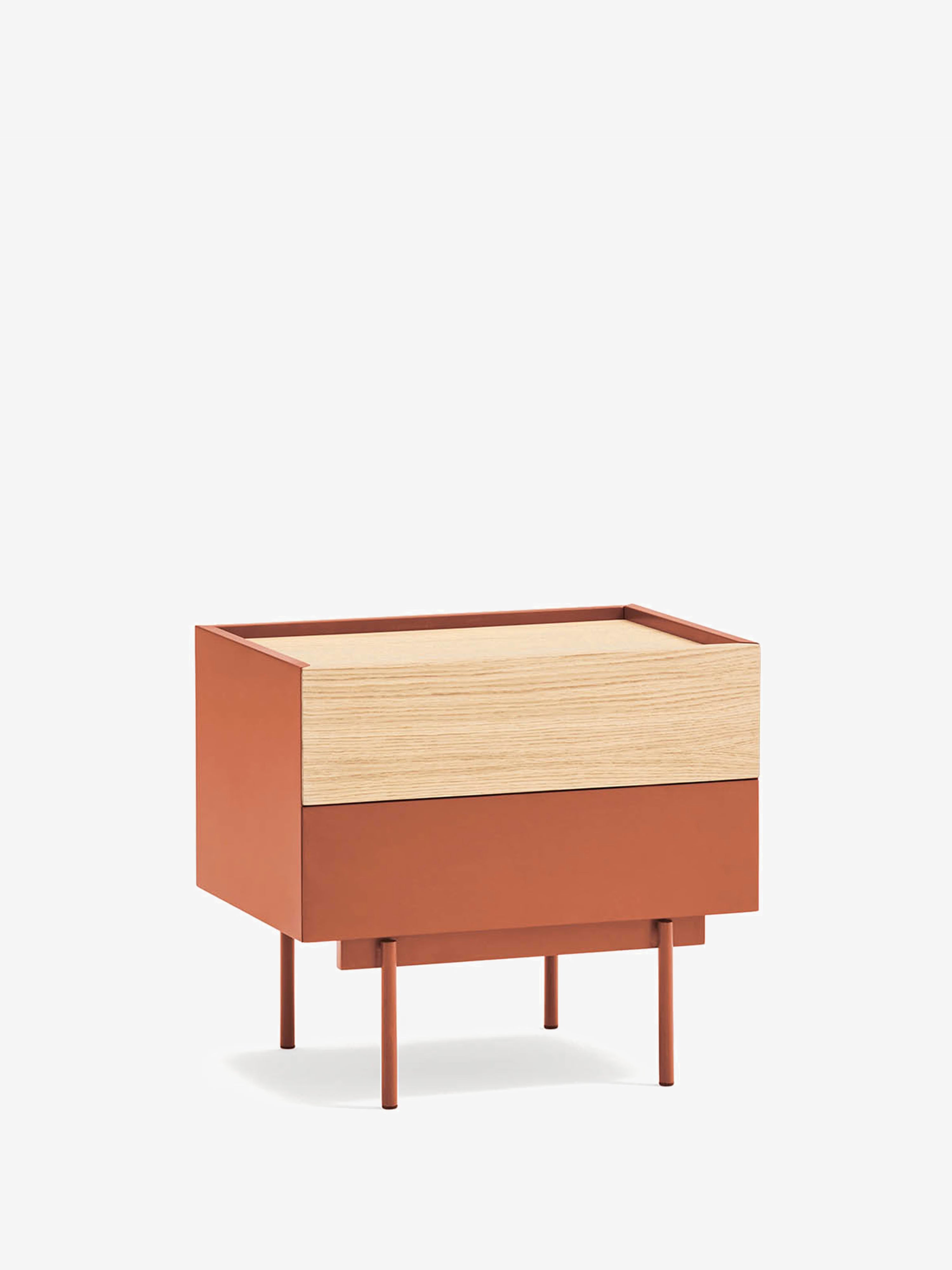 Otto comodino in rovere e terracotta – design moderno 50 x 47 cm