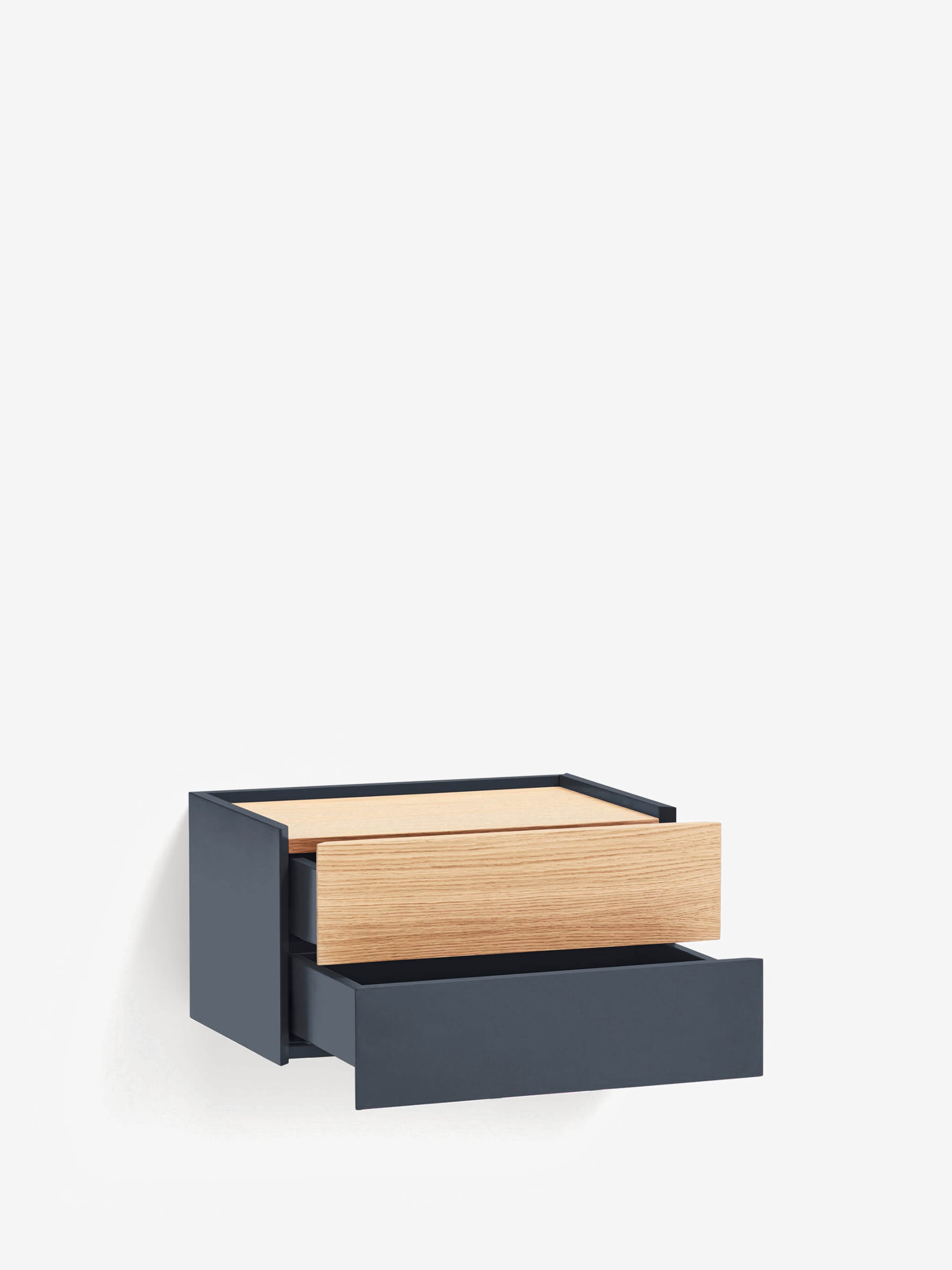 Otto comodino sospeso in rovere naturale e mdf grigio antracite – 50 x 29 cm