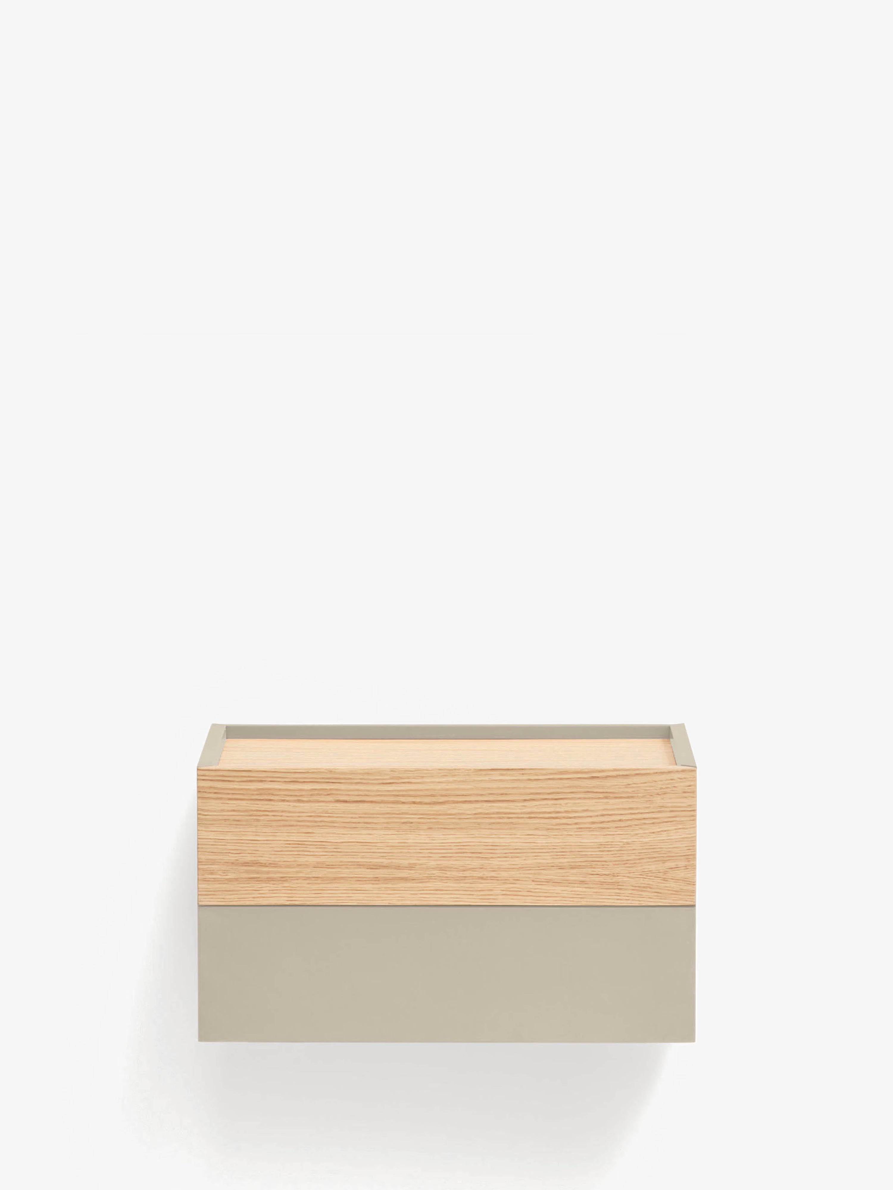 Otto comodino sospeso in rovere naturale e beige sabbia – 50 x 29 cm