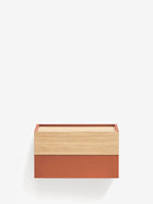 Otto comodino sospeso in rovere naturale e mdf terracotta – 50 x 29 cm