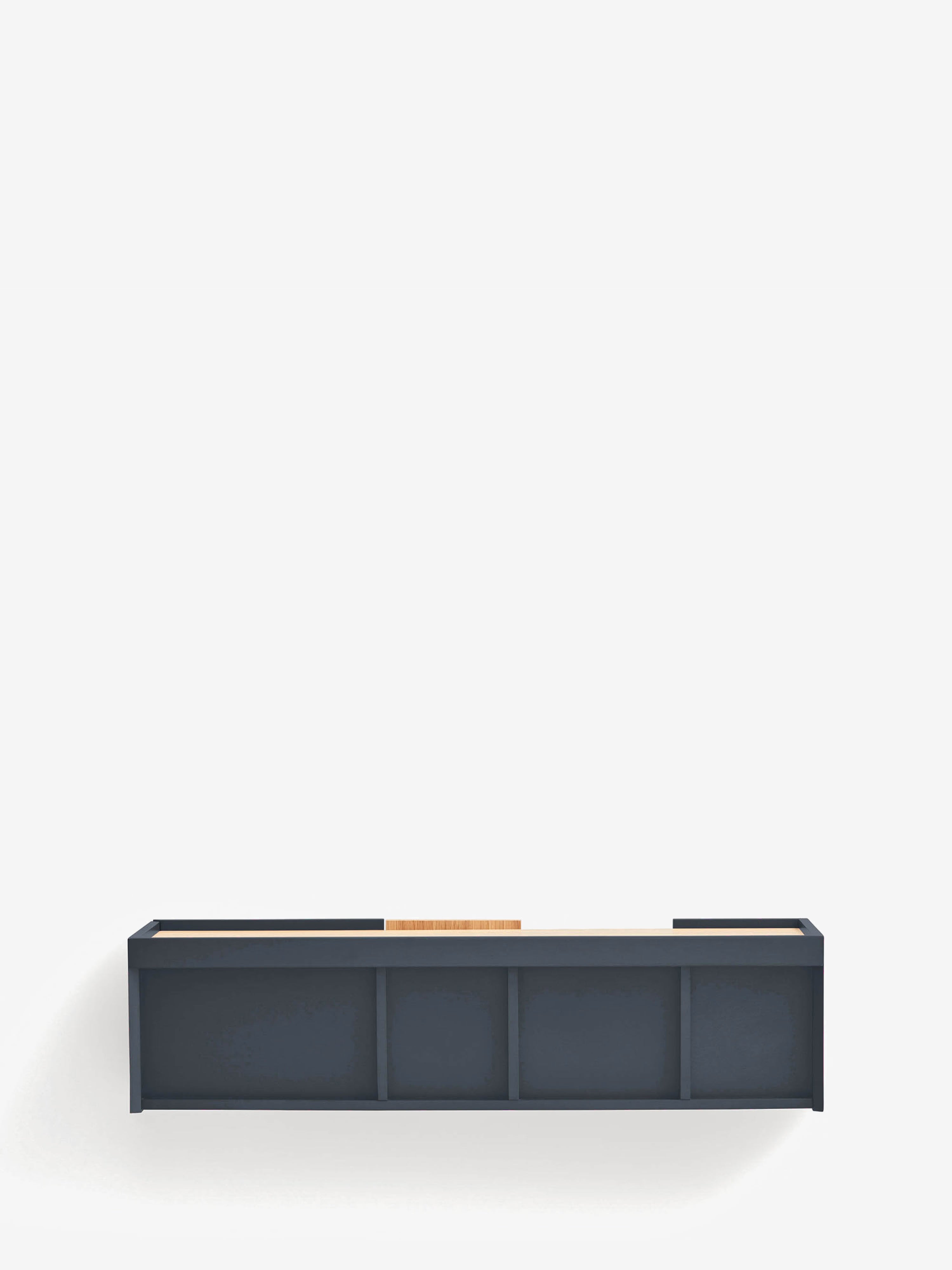 Otto consola suspendida en roble natural y mdf lacado antracita 110 x 29 cm