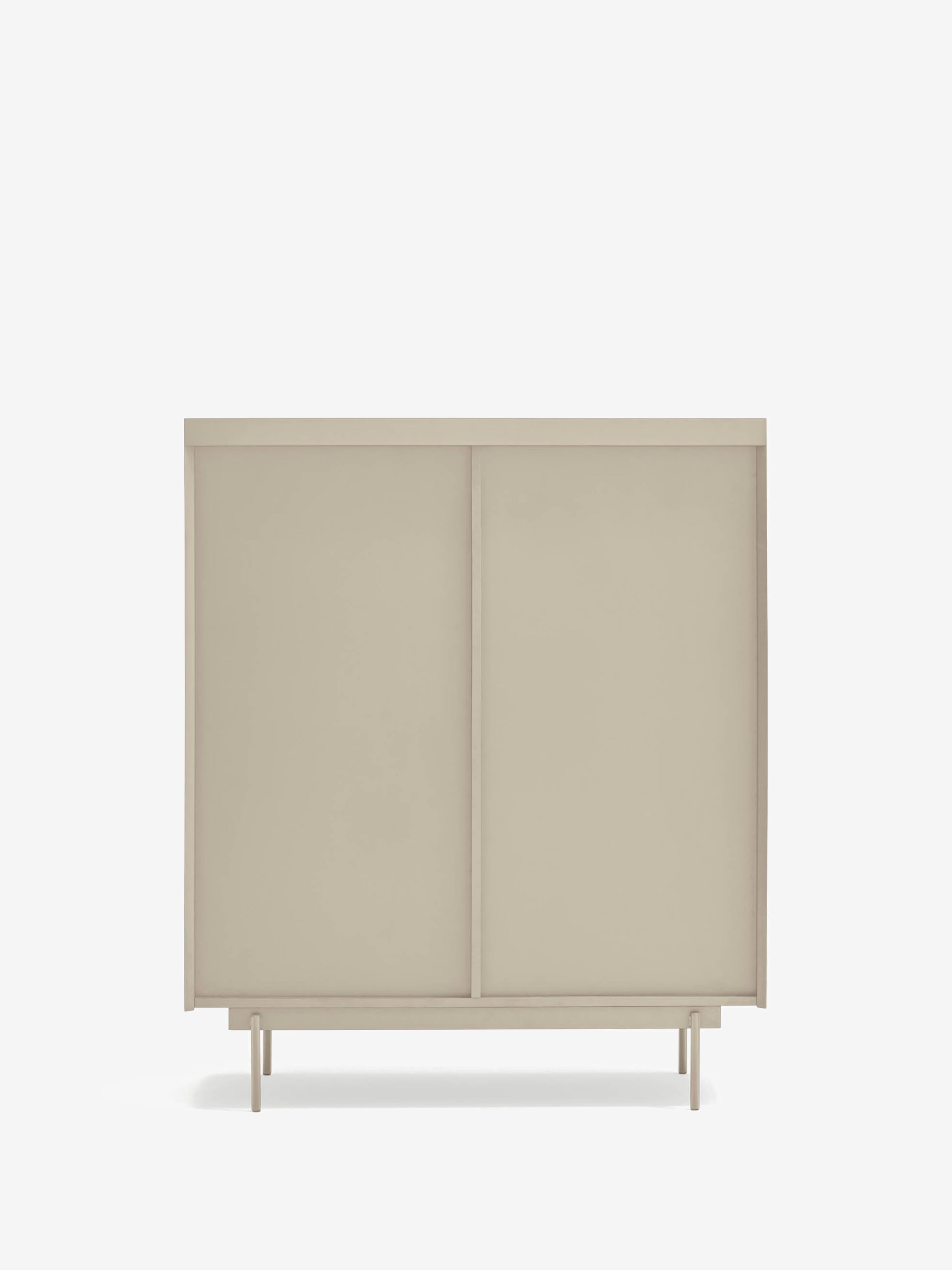 Otto buffet haut en chêne et beige sable - Buffet moderne 100 x 120 cm