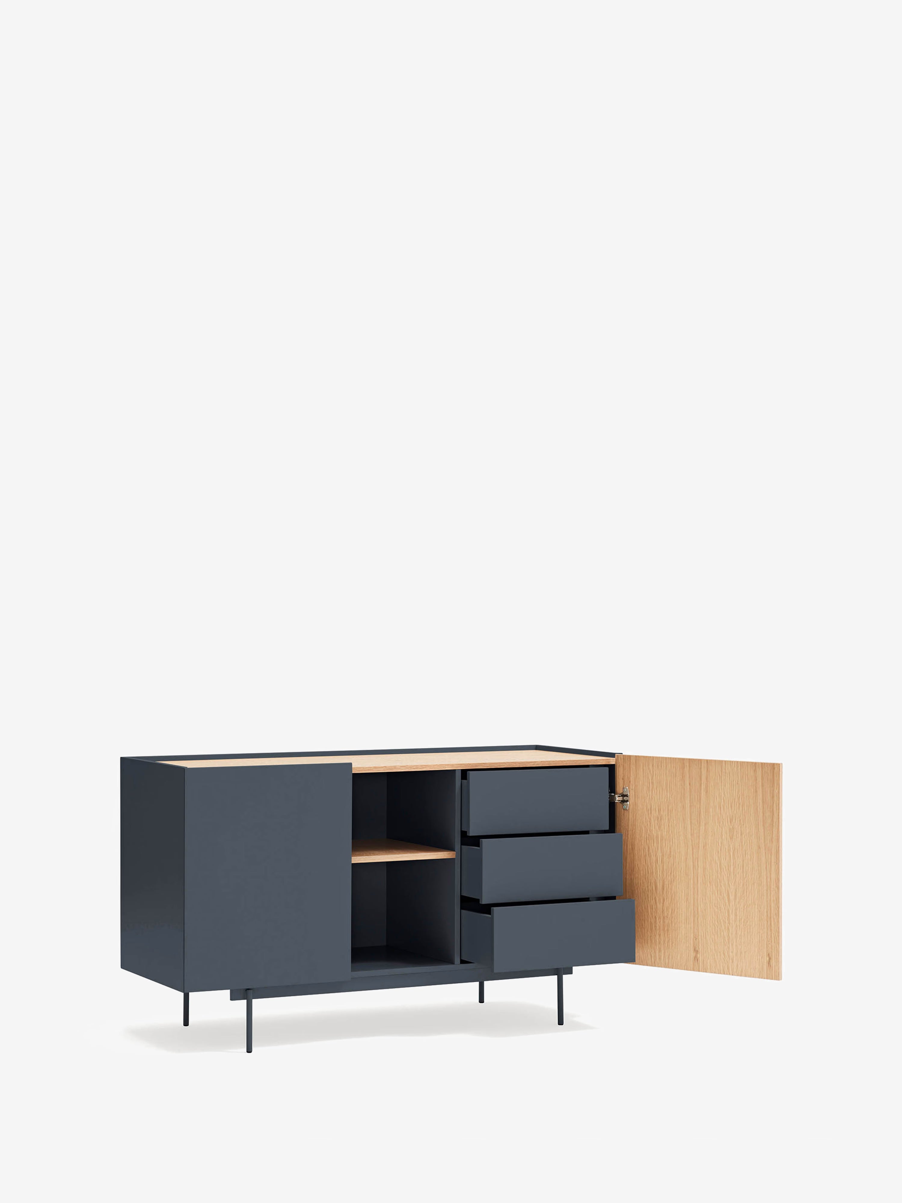 Otto aparador de 2 puertas en roble natural y gris antracita – aparador moderno 135 x 78