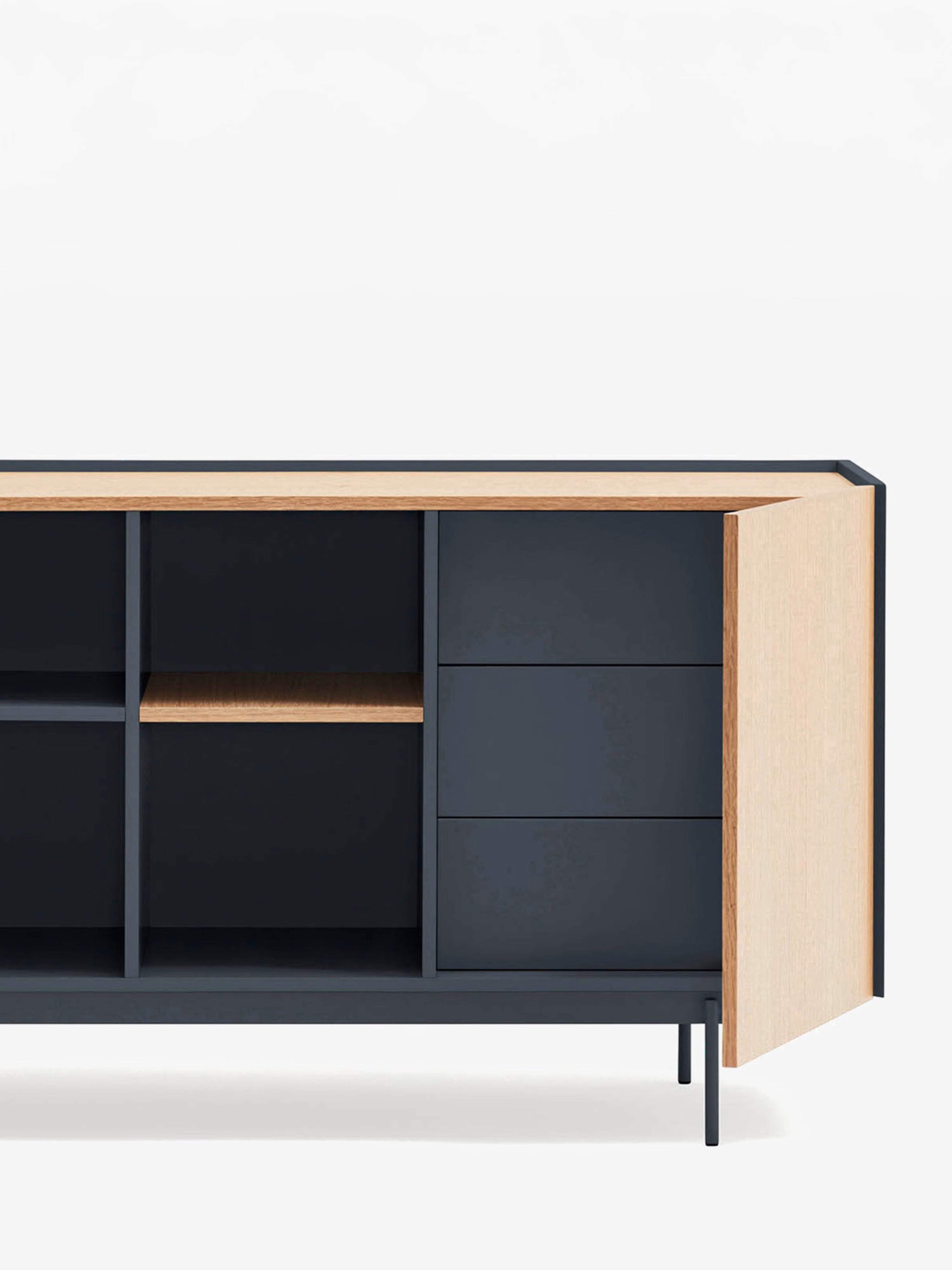 Otto aparador de 2 puertas en roble natural y gris antracita – aparador moderno 135 x 78