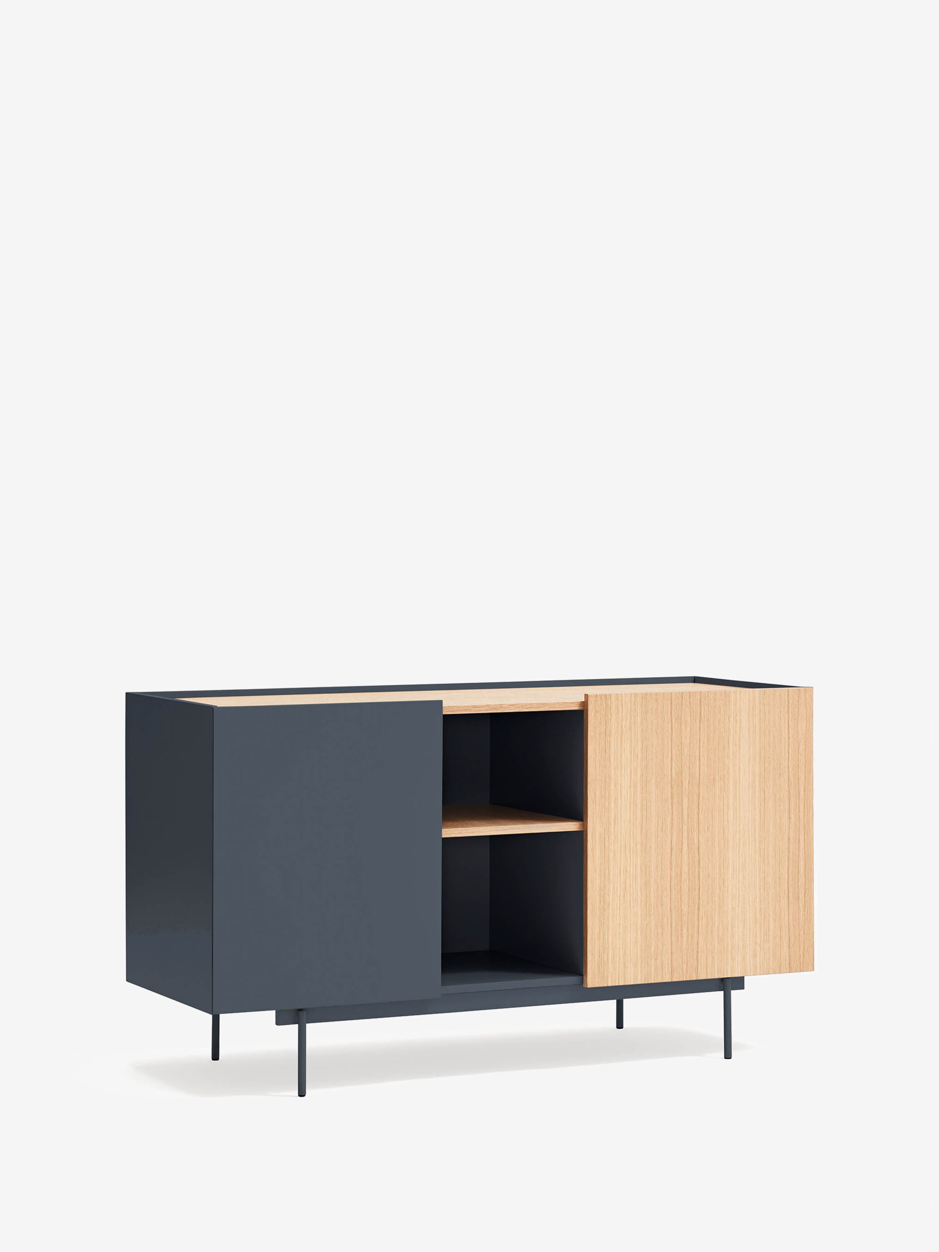 Otto aparador de 2 puertas en roble natural y gris antracita – aparador moderno 135 x 78