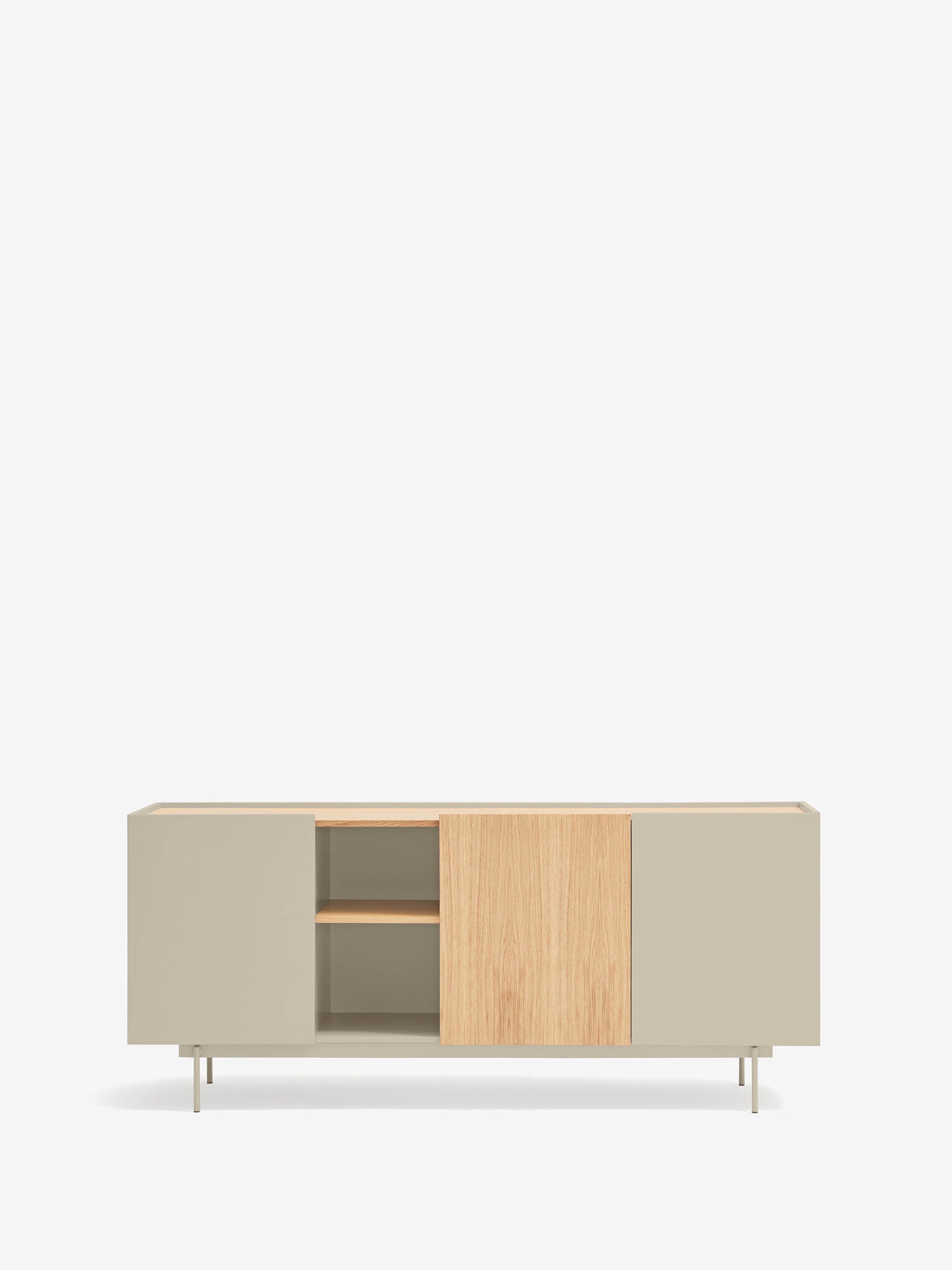 Otto aparador en roble natural y beige arena – aparador moderno de 3 puertas 180 x 78 cm