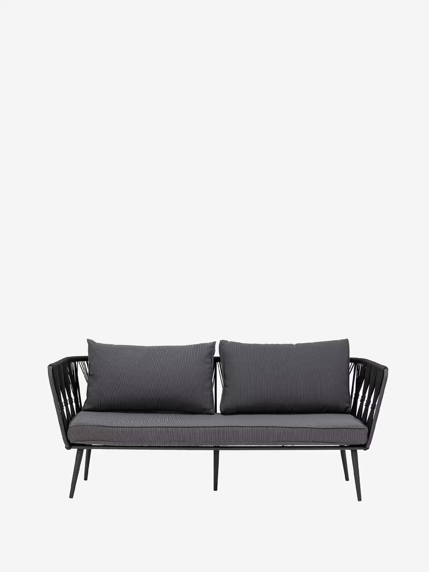 Pavone Sofa für den Außenbereich aus Metall und schwarzem geflochtenem Seil 174 cm - minimalistisches und elegantes Design