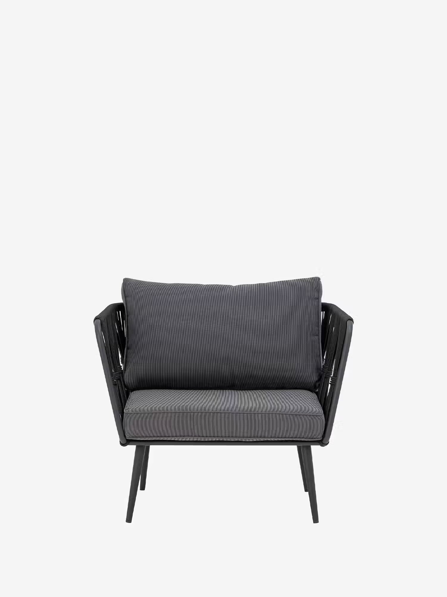 Pavone Outdoor armchair in metal and black woven rope - modern and elegant design