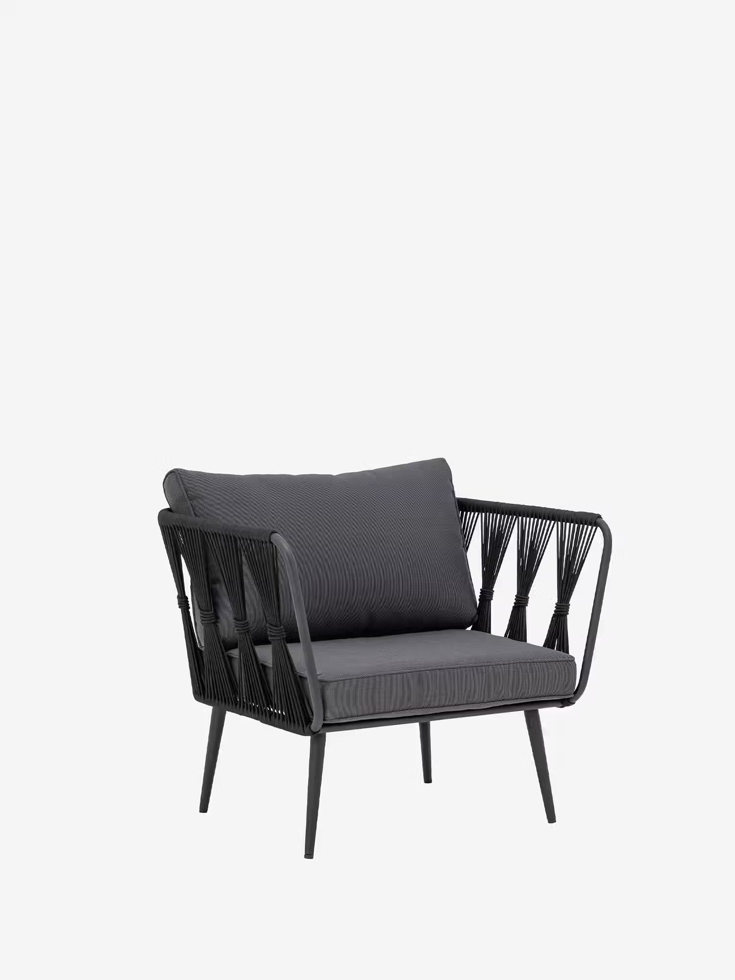 Pavone Sessel für den Außenbereich aus Metall und schwarzem geflochtenem Seil - modernes und elegantes Design