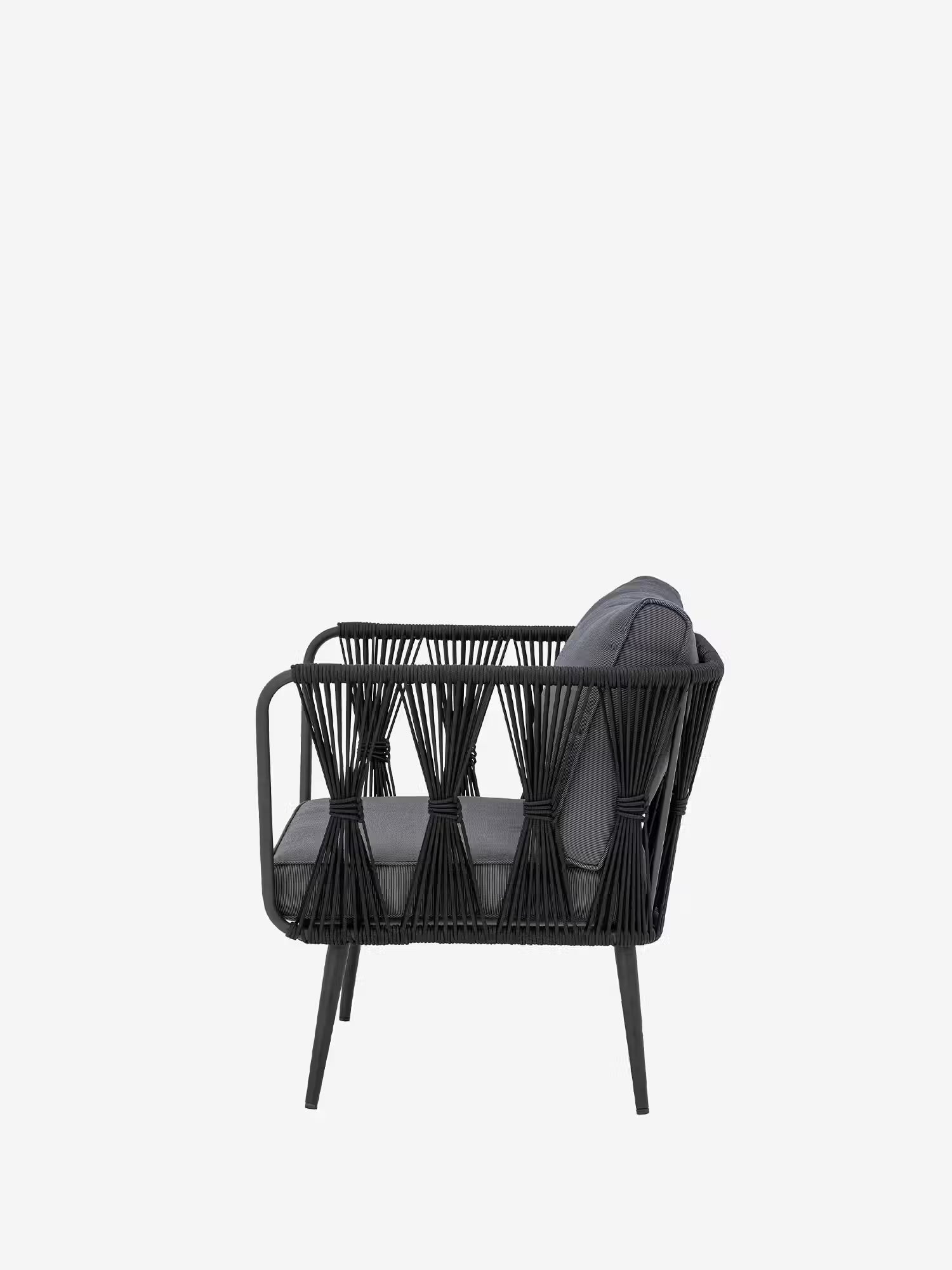 Pavone Outdoor armchair in metal and black woven rope - modern and elegant design