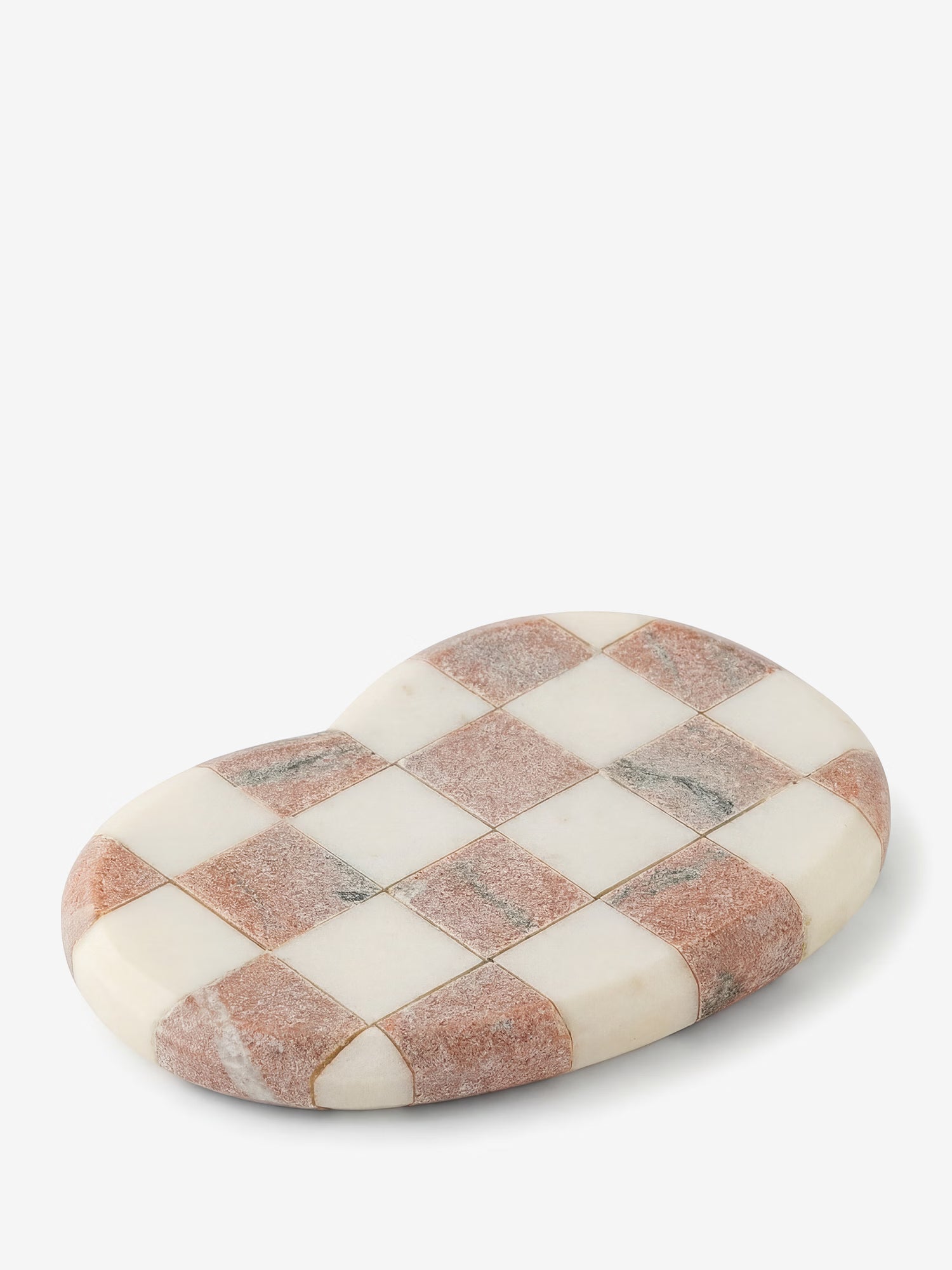 Petrea bandeja decorativa de mármol rosa y beige con motivo geométrico