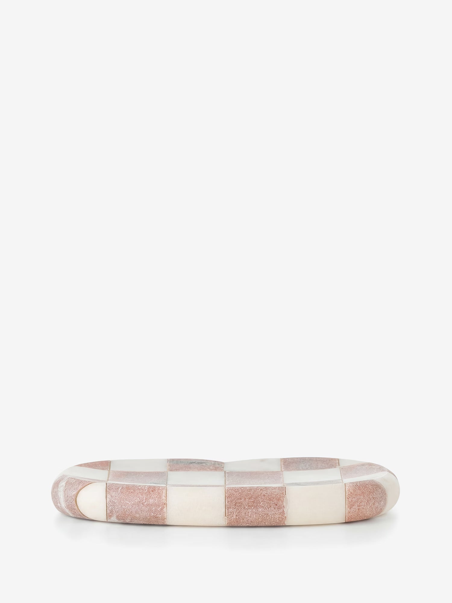 Petrea bandeja decorativa de mármol rosa y beige con motivo geométrico