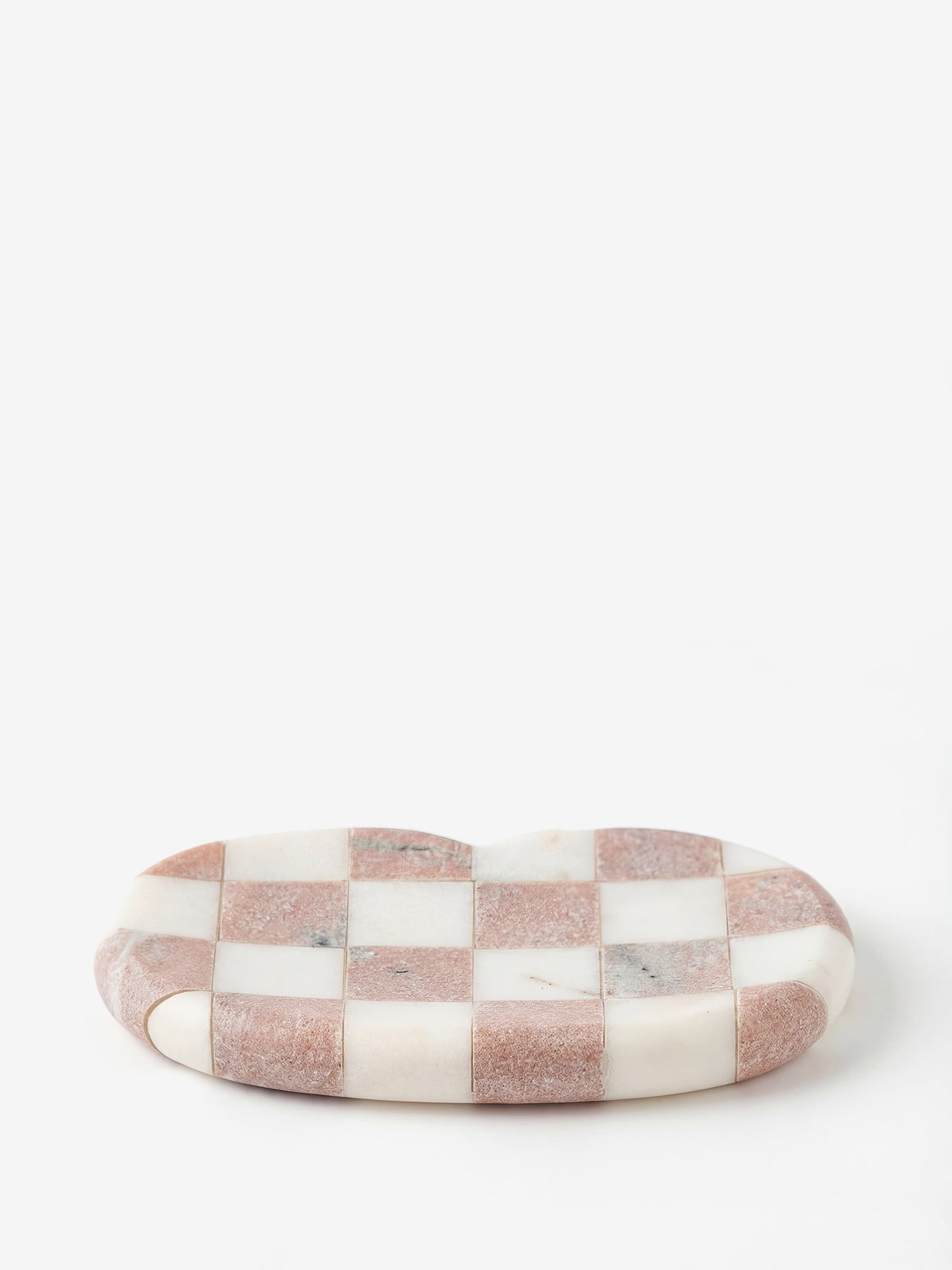 Petrea bandeja decorativa de mármol rosa y beige con motivo geométrico