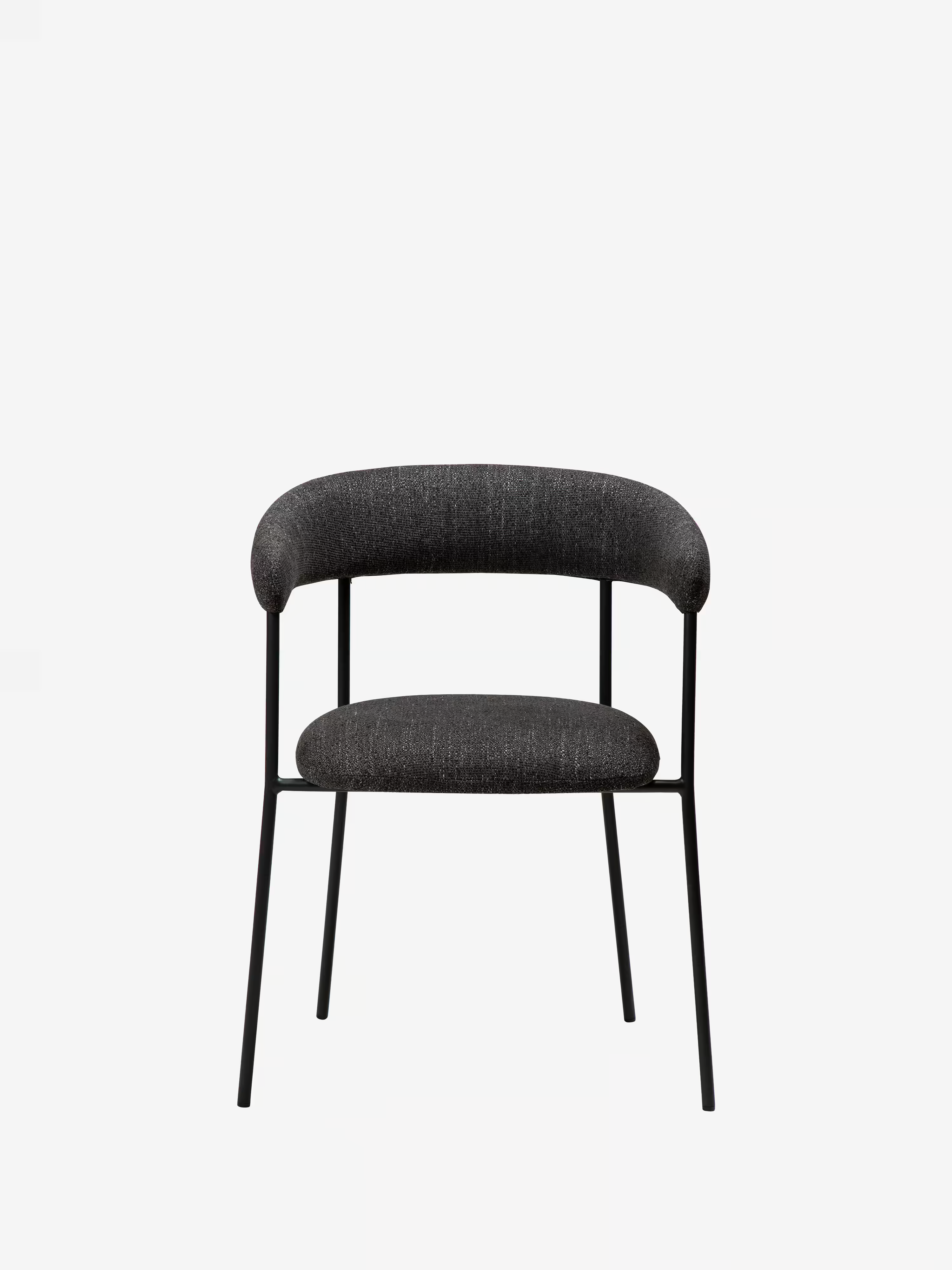 Plenti Chaise avec accoudoirs en tissu bouclé et structure en métal - design léger et élégant